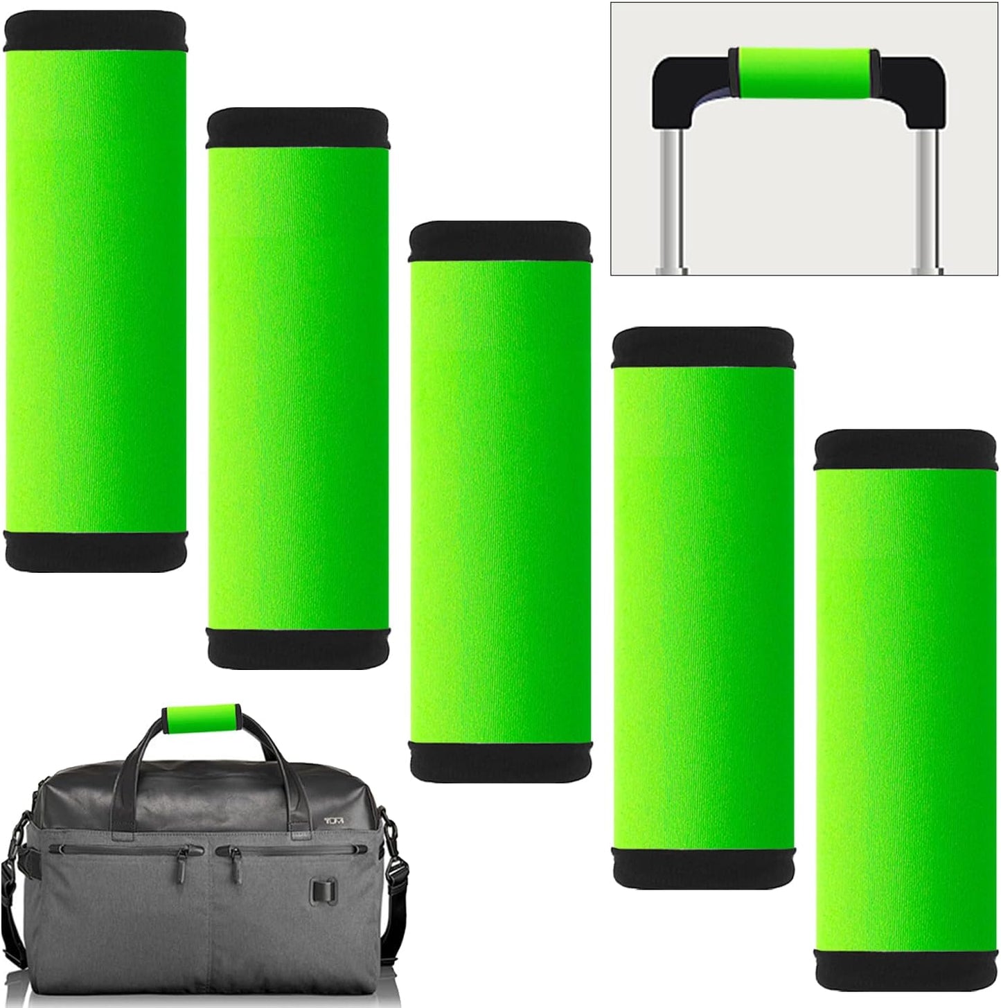 5pcs Neoprene Luggage Handle Wrap for Suitcase Identifier Luggage Makers Covers Wraps Travel Accessories - Fluorescent Green