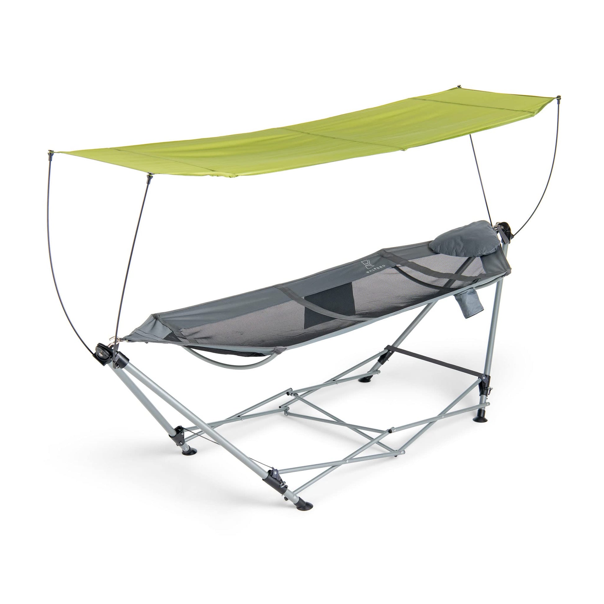 Lucania Portable Hammock with Stand and Canopy - Foldable Freestanding Heavy Duty Hammock for