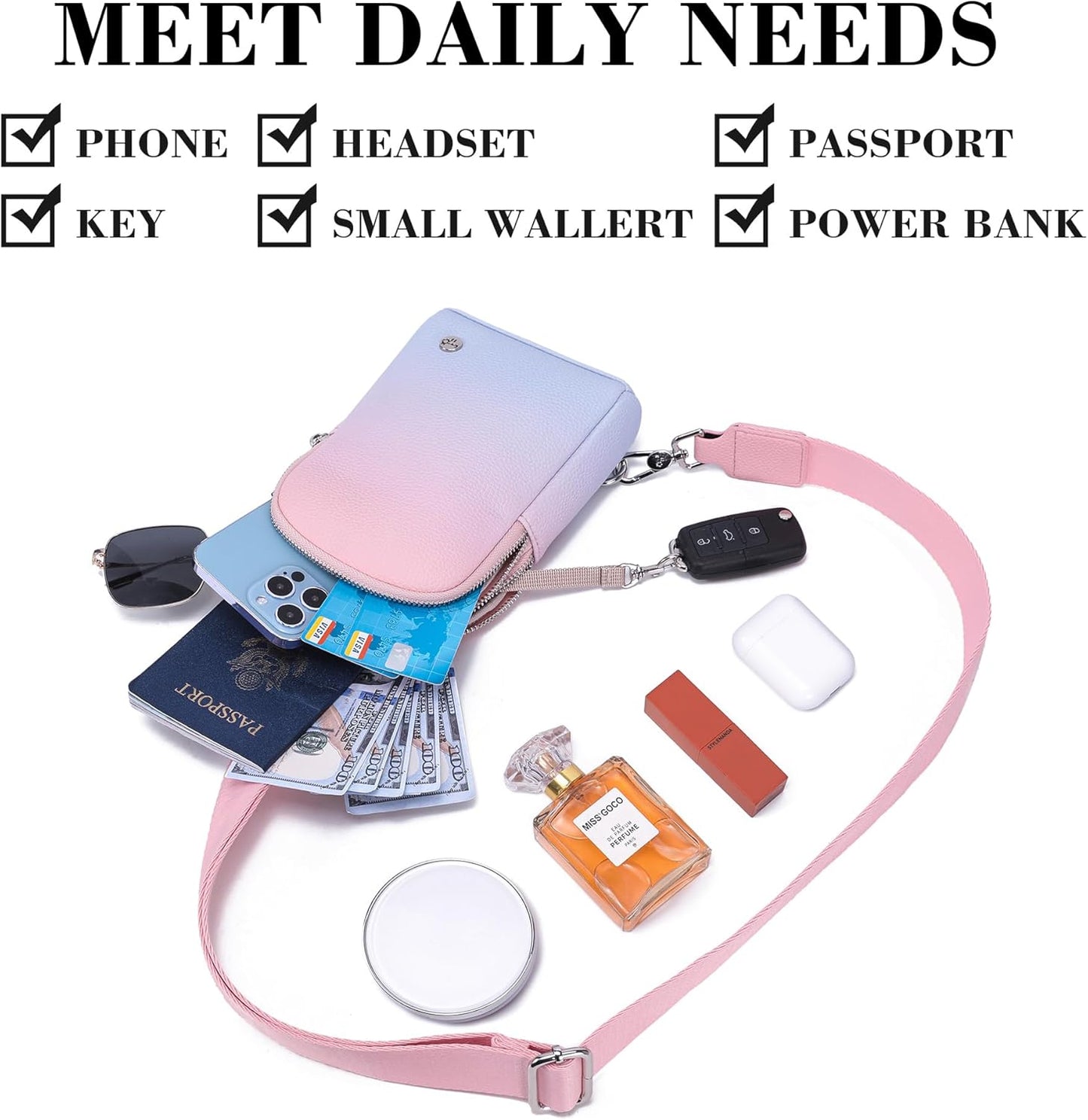 INICAT Travel Small Sling Bag Faux Leather Crossbody Bags Women Cross Body Bag Purses for Woman