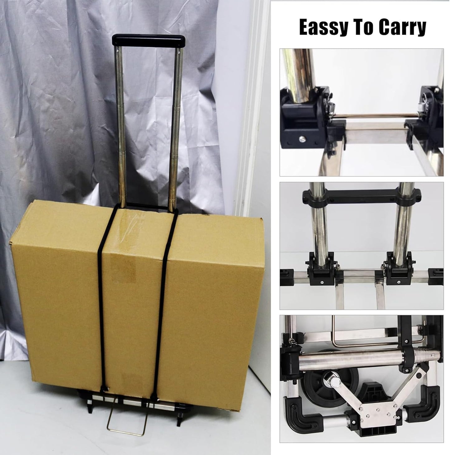 CNQLIS Folding Hand Truck,Portable Carrying Cart, Compact, Mini Lightweight for Travel/Auto/Moving/Office Use,12in.Hx9in.W Fits Most Backpacks- 55lbs Lightweight Hand Truck with Black Bag