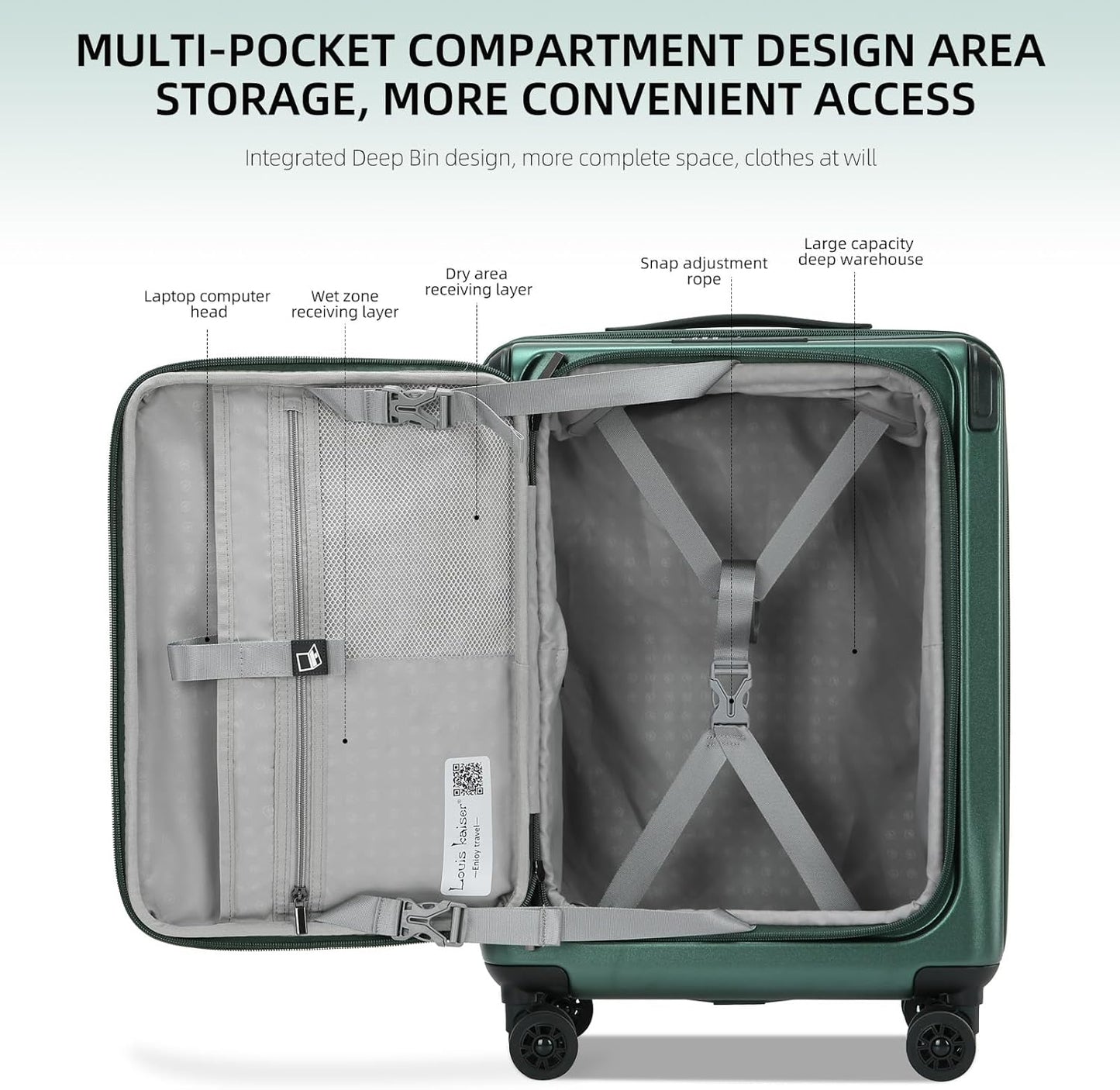 Premium Carry On Luggage, 20Inch+29 Inch Top Opening Airline Approved ABS+PC Hard Shell Suitcases with Silent Wheels, TSA Lock,Front Pocket and Wet-dry Separated Six-piece Set