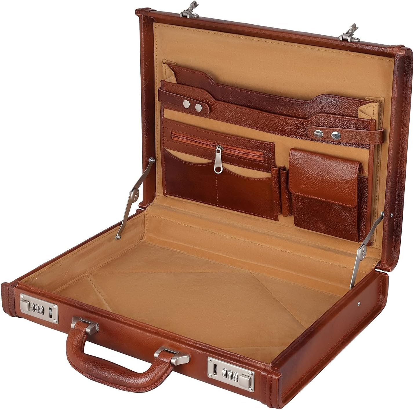 Full Grain Leather Briefcase Attache Case For Unisex Size L17xW3xH12 Inches Briefcase Bag