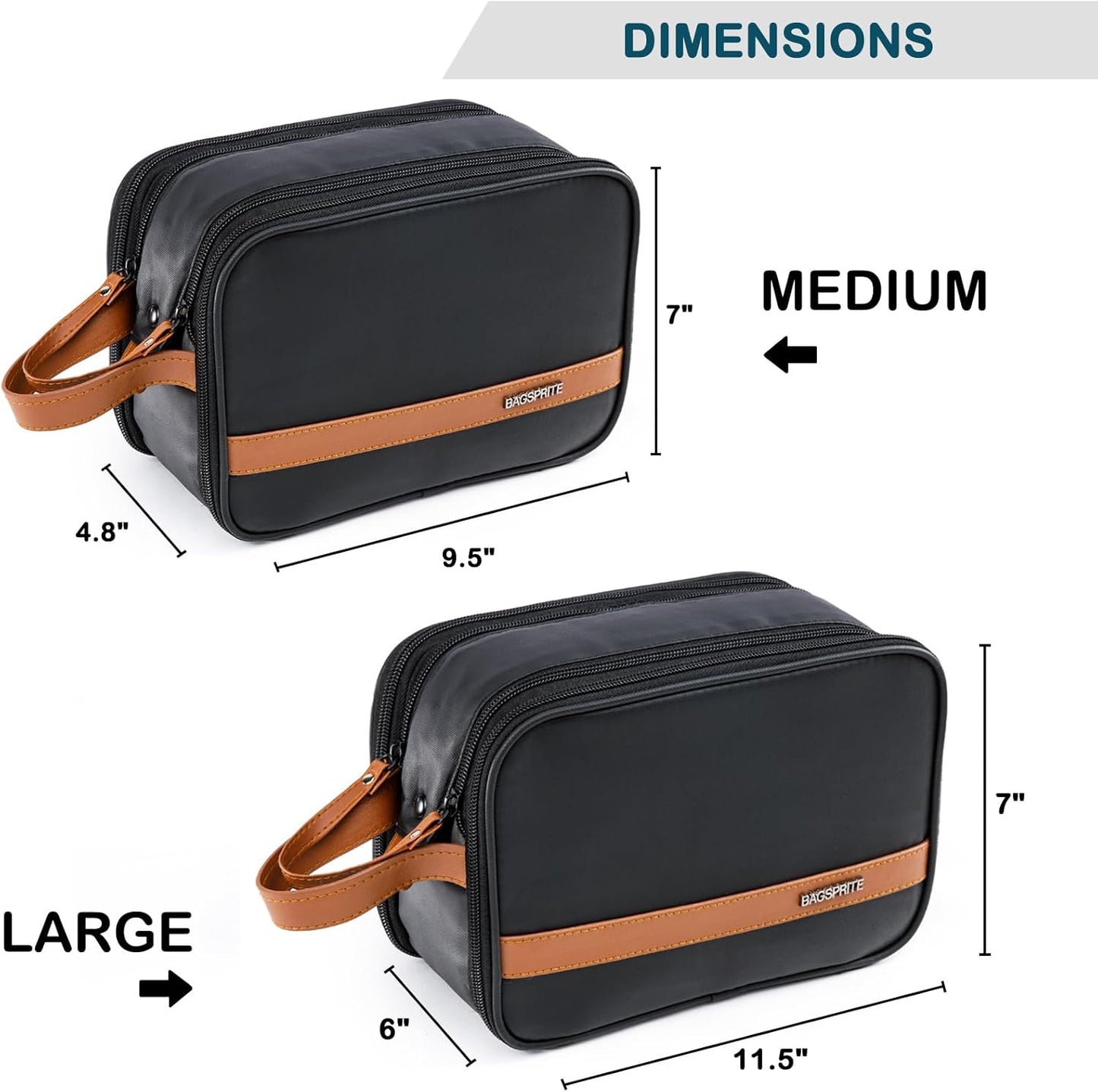 BAGSPRITE Large Toiletry Bag for Men, Women Travel Bag with Hanging Hook, Water-resistant Makeup Cosmetic Bag Shaving Kit Organizer, Bathroom Bag for Traveling