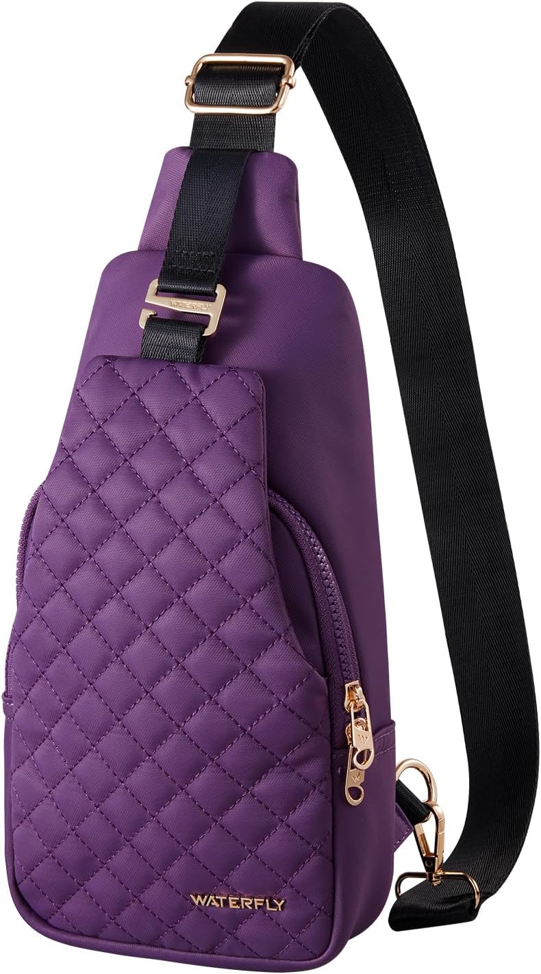 WATERFLY Small Crossbody Sling Backpack: Fashion Chest Crossbody Bag for Women Men Anti Theft Stylish Casual Daypack Trendy Travel Bags-Purple