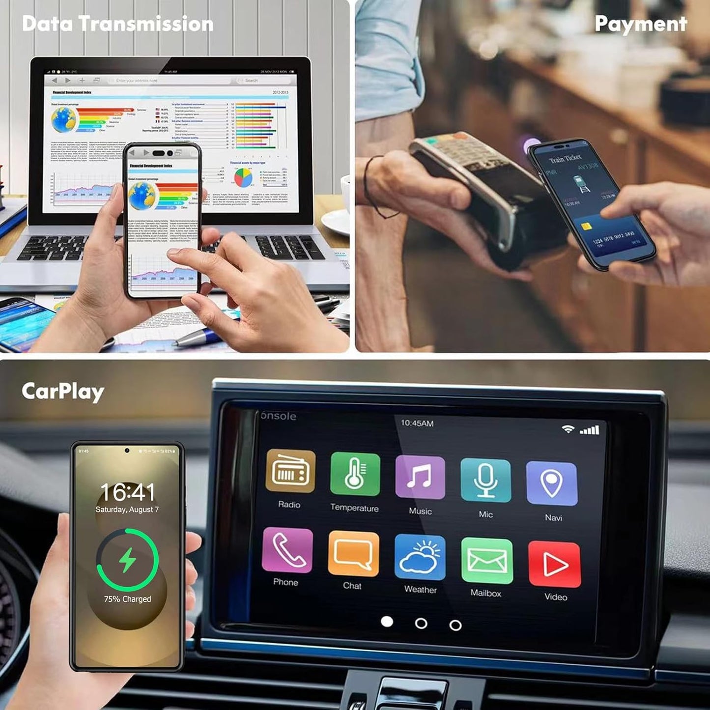 Wireless Charging Case for Galaxy S25 Ultra, Upgraded 12000mAh Rechargeable Portable Charging Case Compatible with Galaxy S25 Ultra (6.9 inch) with Carplay Extended Battery Pack Charger Case (Black)