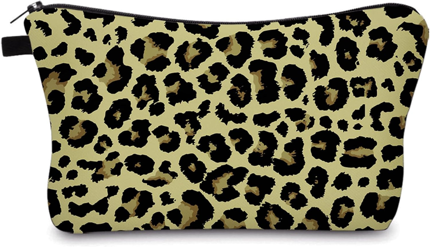Cute Travel Makeup Bag Cosmetic Bag Small Pouch Gift for Women (Leopard Print)