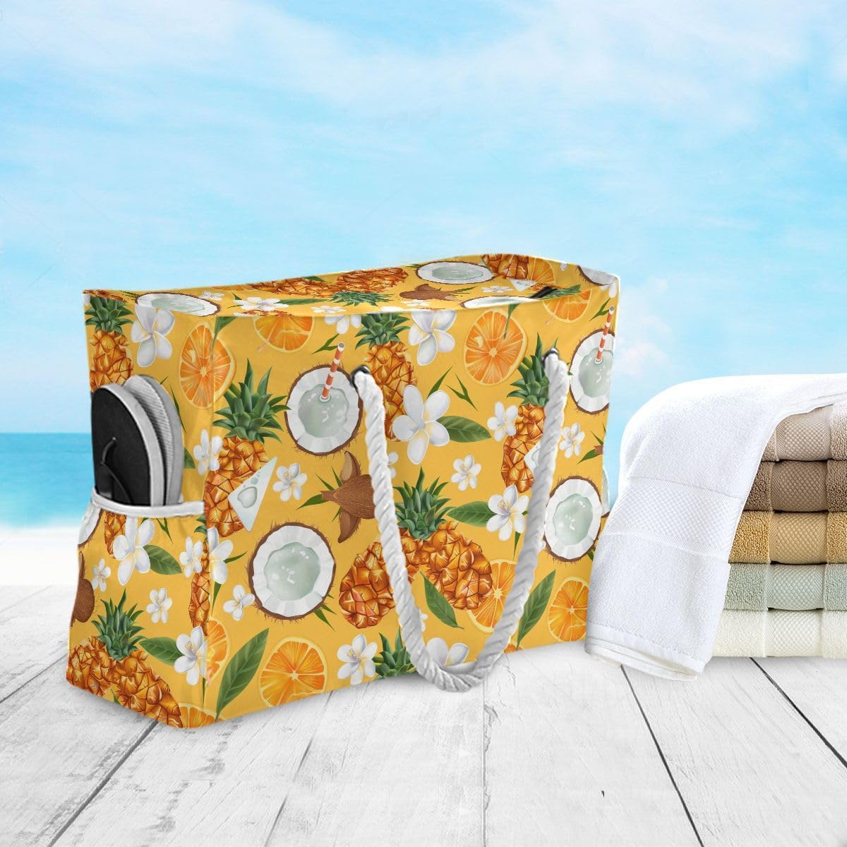 senya Large Beach Shoulder Bags Canvas Tote Water Resistant for Gym Travel Daily