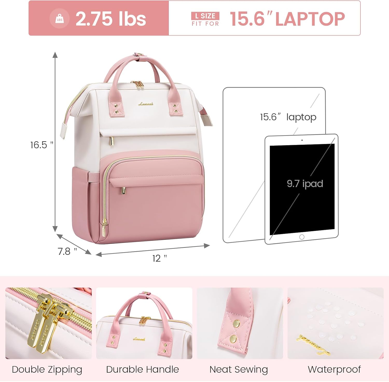 LOVEVOOK Leather Backpack for Women, 15.6 Inch Laptop Bag, Professional Work Tote for Nurse College