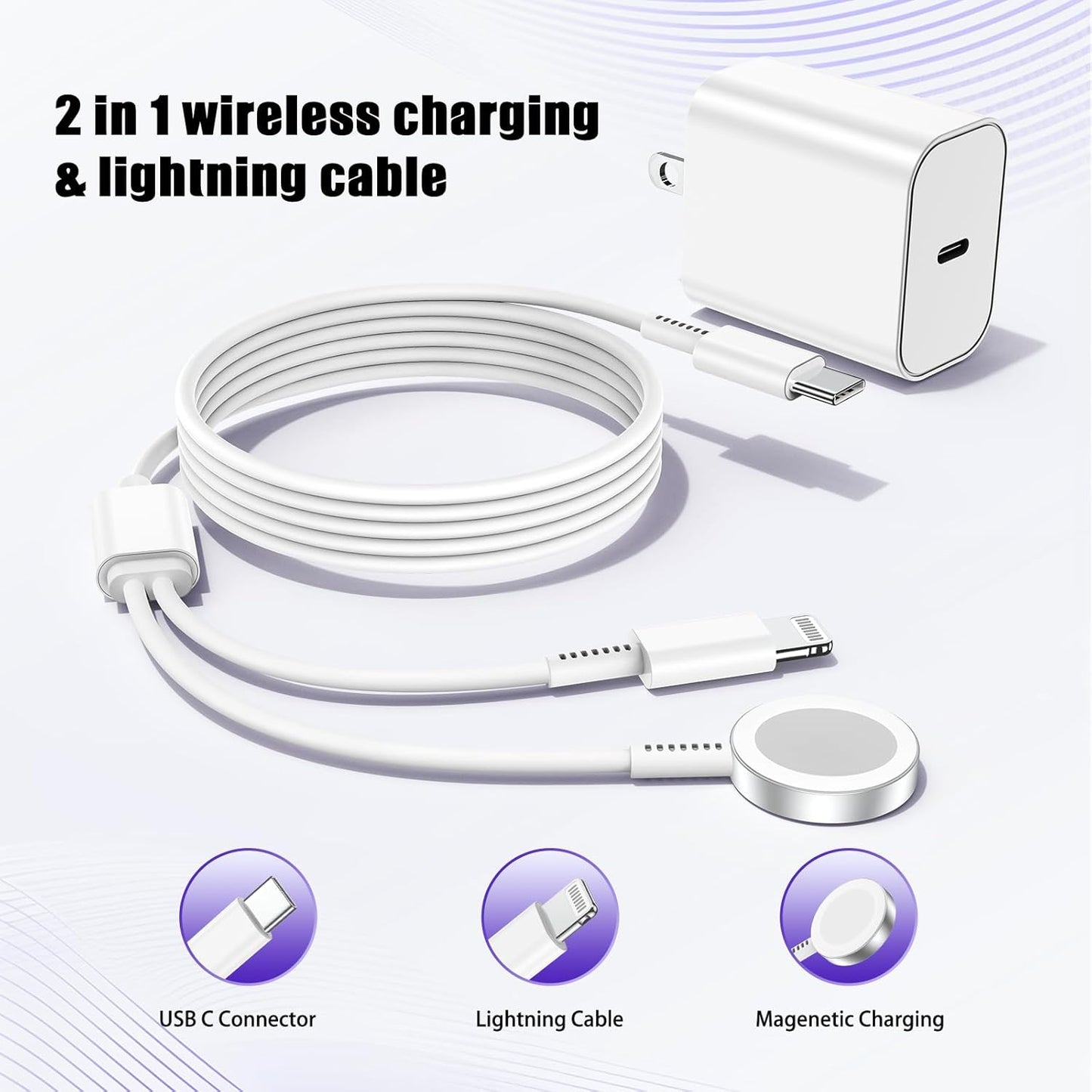 Upgraded Apple Watch Charger, iPhone Watch Charger, 2 in 1 Magnetic iWatch Charger to USB C Cable 3ft with USB C Charger Block for iWatch Series Ultra/9/8/7/6/SE/SE2/5, iPhone 14/13/12/11, Pro/Pro Max