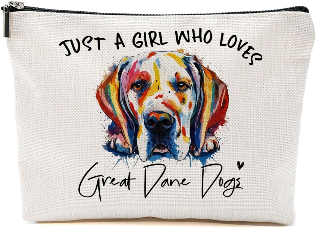 Great Dane Gifts Makeup Bag Great Dane Dog Lovers Cosmetic Bag Travel Organizer Bags Makeup Pouch, Christmas Birthday Friendship Animal Lovers Gifts for Women Girls Sisters