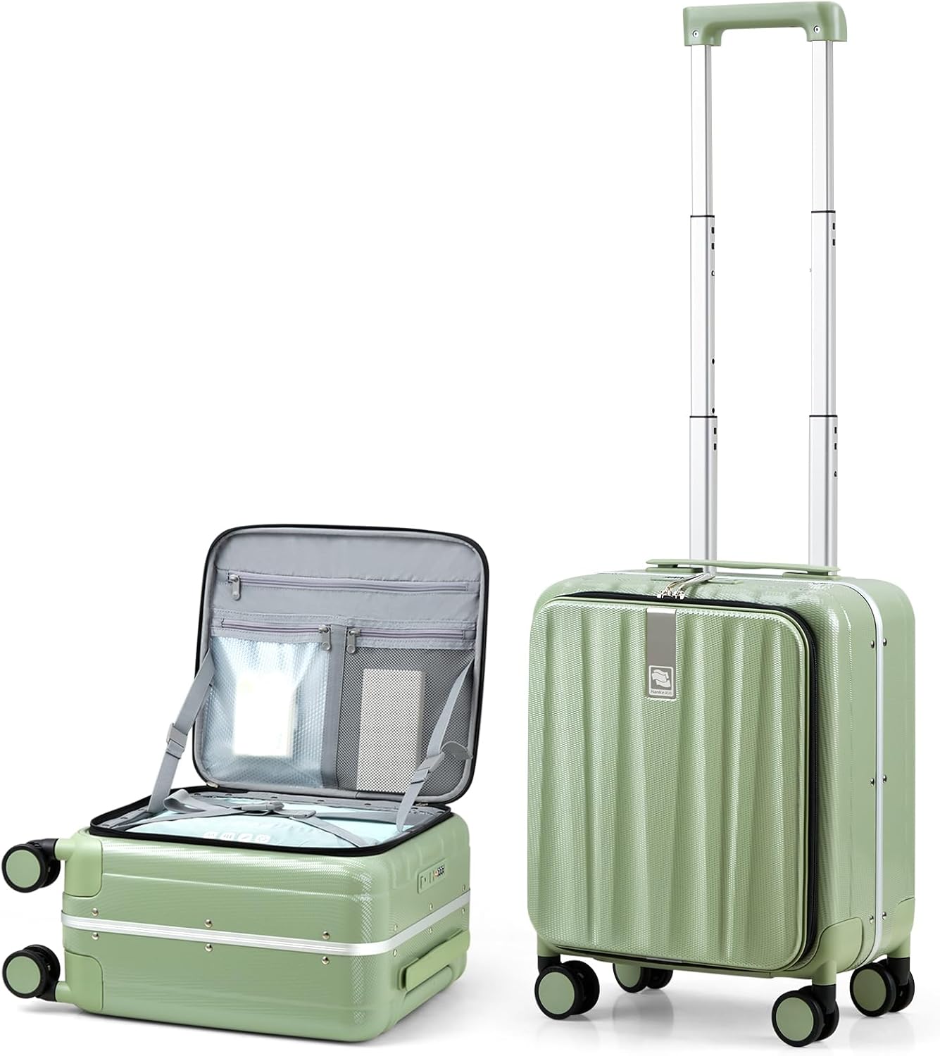 Hanke 16 Inch Underseat Carry On Luggage with Wheels,Small Hard Shell Suitcases for Weekender,Top