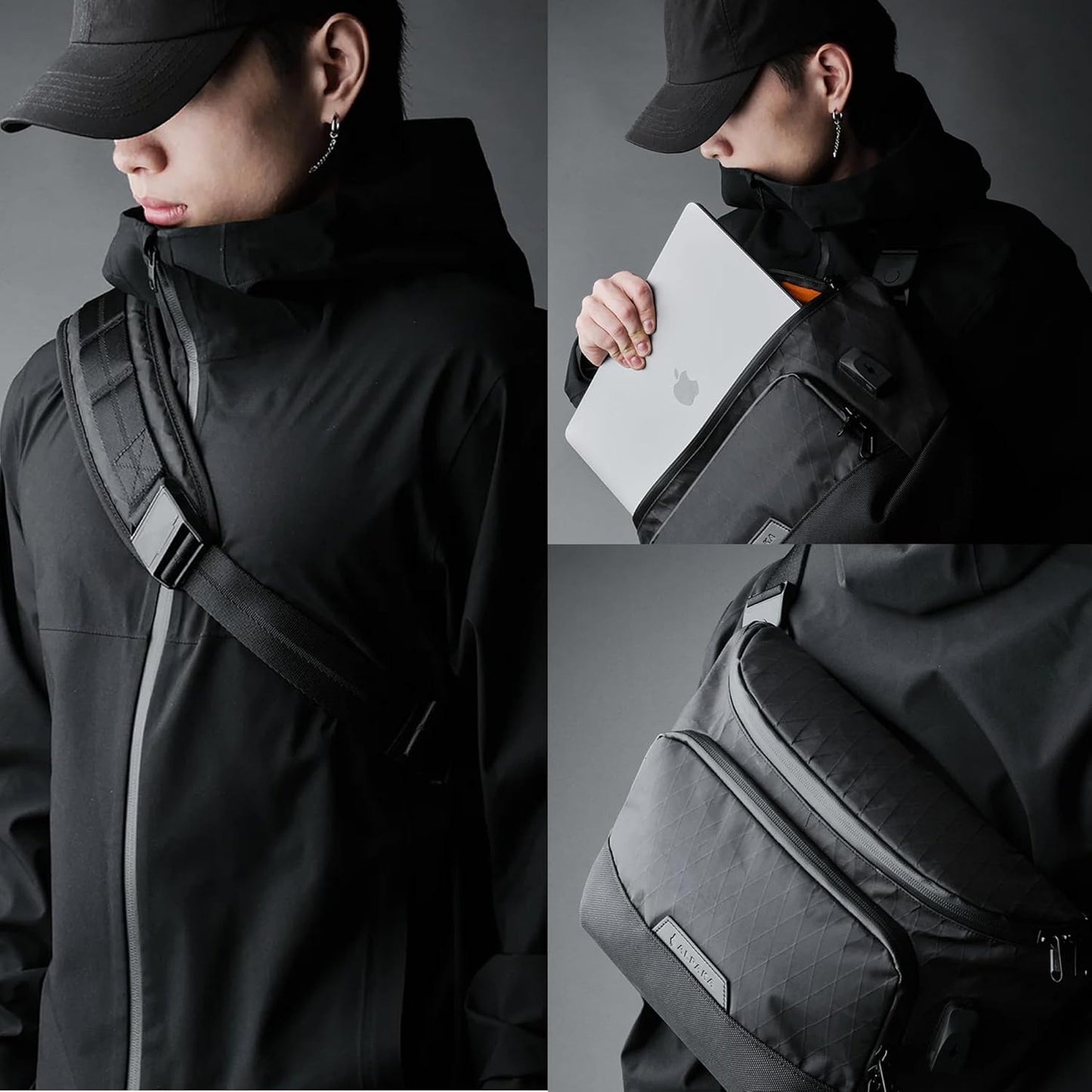 ALPAKA Bravo Sling Max, 8L RFID-Blocking Sling Laptop Bag for Men with Maglockz Buckle, Lockable Zips & External USB Port