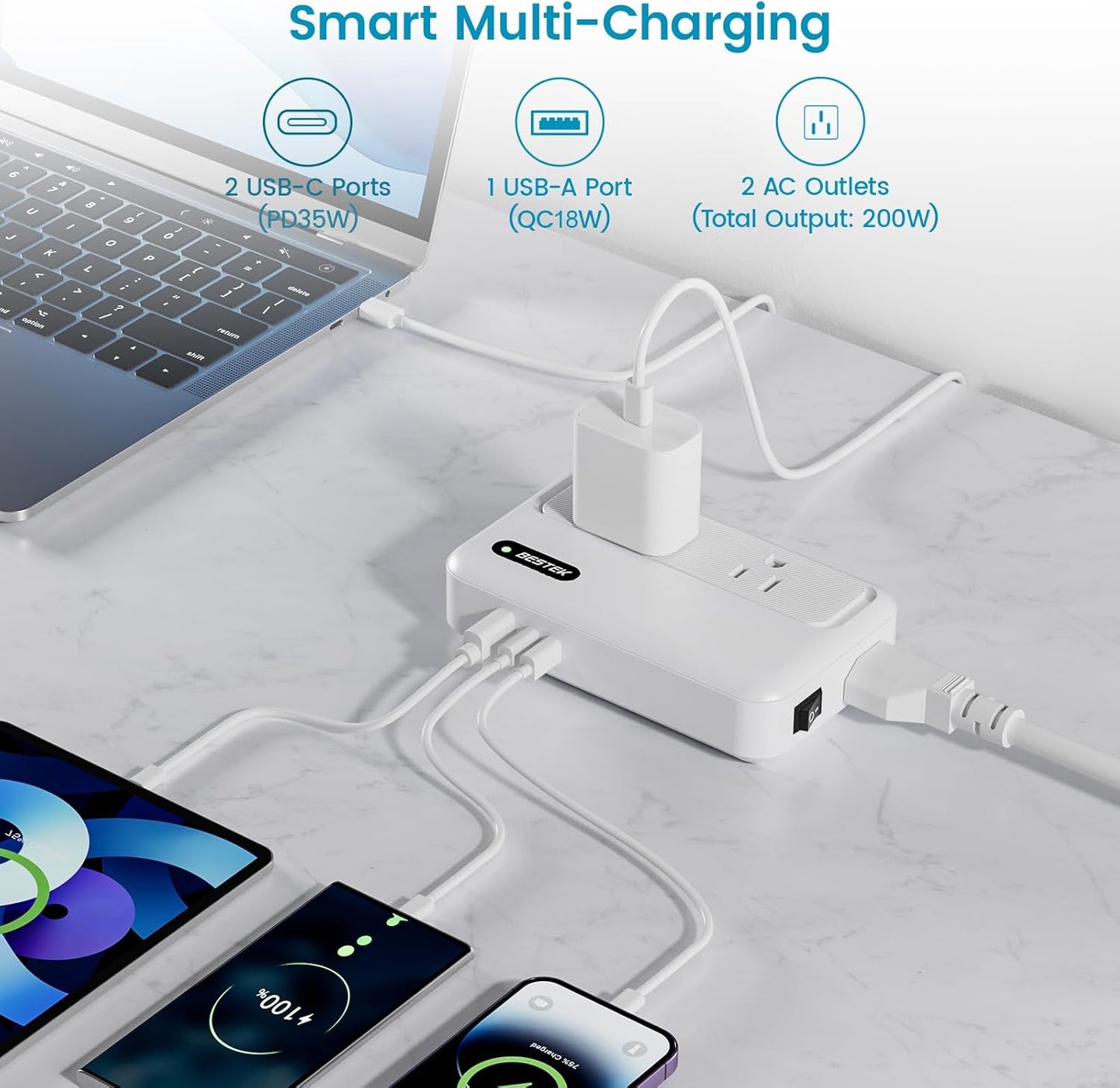 BESTEK 220V to 110V Converter with USB-C 35W, Universal Travel Adapter, US to Europe Power