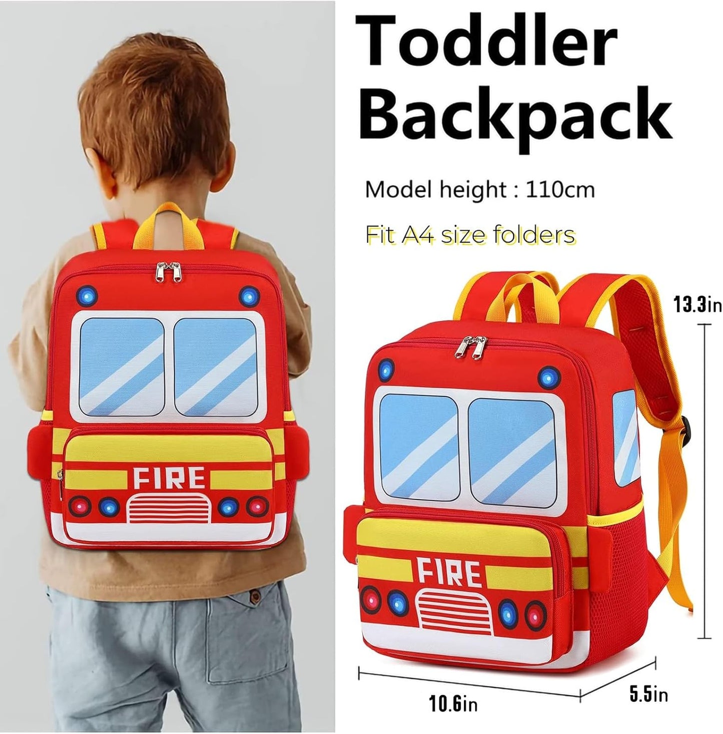 Kids Backpack for Boys Girls Preschool Bookbags 3D Cartoon Daycare Toddler Bags 13 inch 3-6 Years
