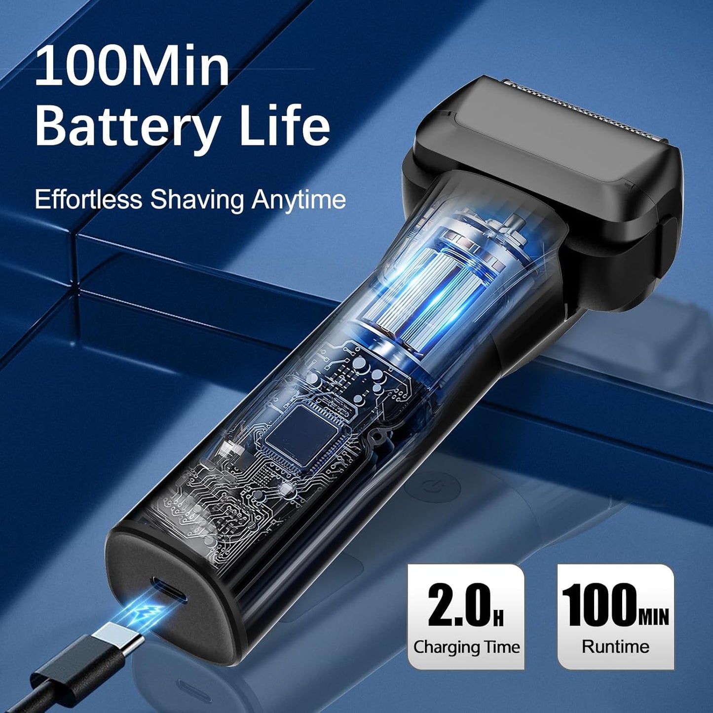 Electric Razor for Men, 2-Speed 5-Blade Electric Shavers for Men Face Cordless Rechargeable, Mens Foil Shaver Shaving Machine Wet Dry Men's Travel Razors for Man Close Shaving Face as Gift, Black