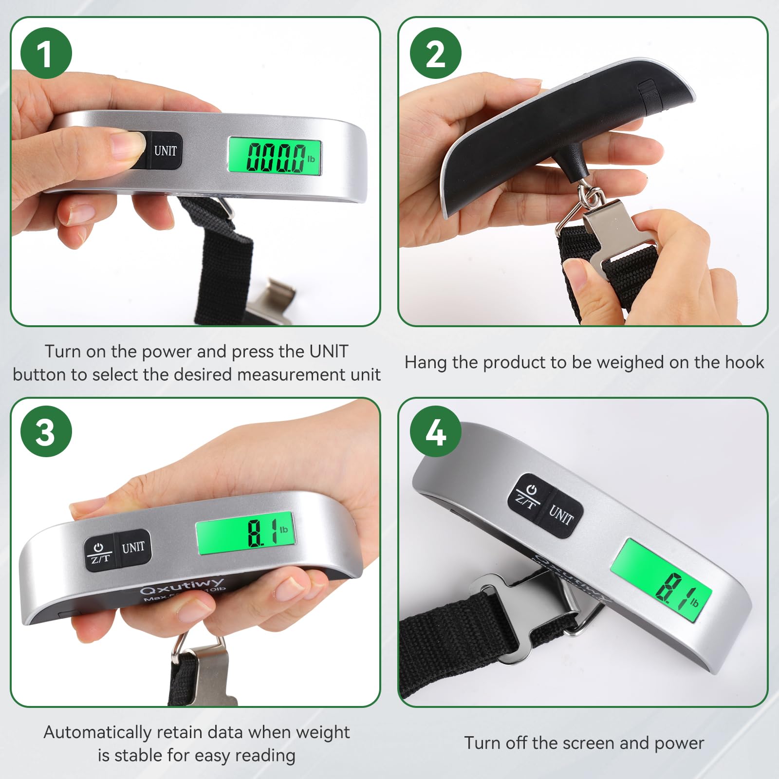 Qxutiwy Luggage Scale, 110 Pounds Digital Luggage Scale Battery Included