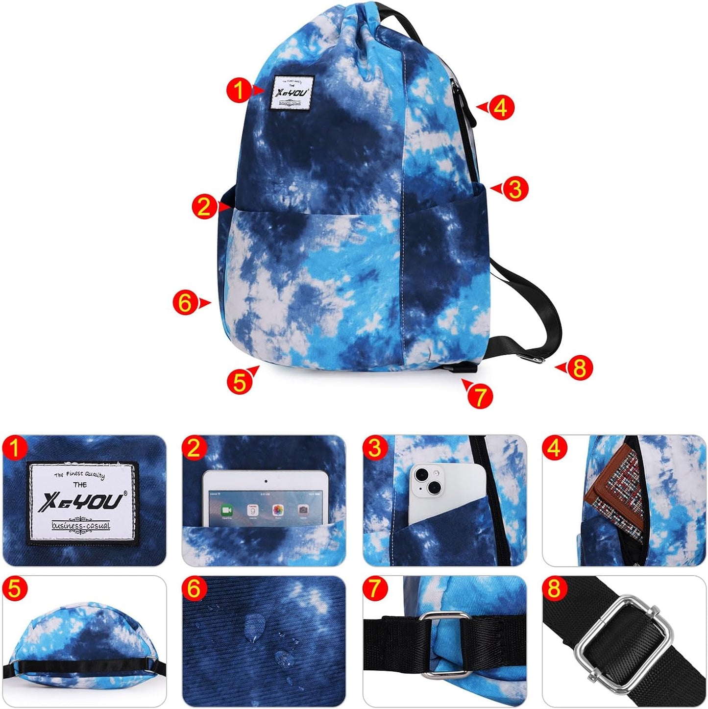 XEYOU Drawstring Sports Backpack Lightweight Gym Yoga Sackpack Shoulder Rucksack Casual Outdoor Daypack for Women and Men