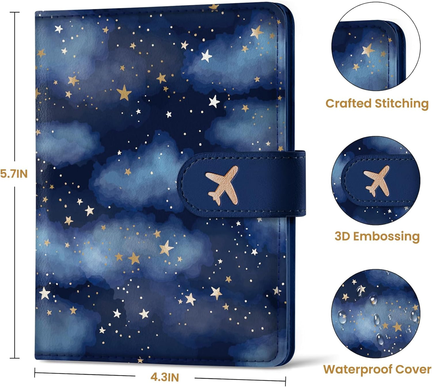 Passport Holder for Travel Essentials, RFID Blocking Leather Cover Wallet with Magnetic Closure