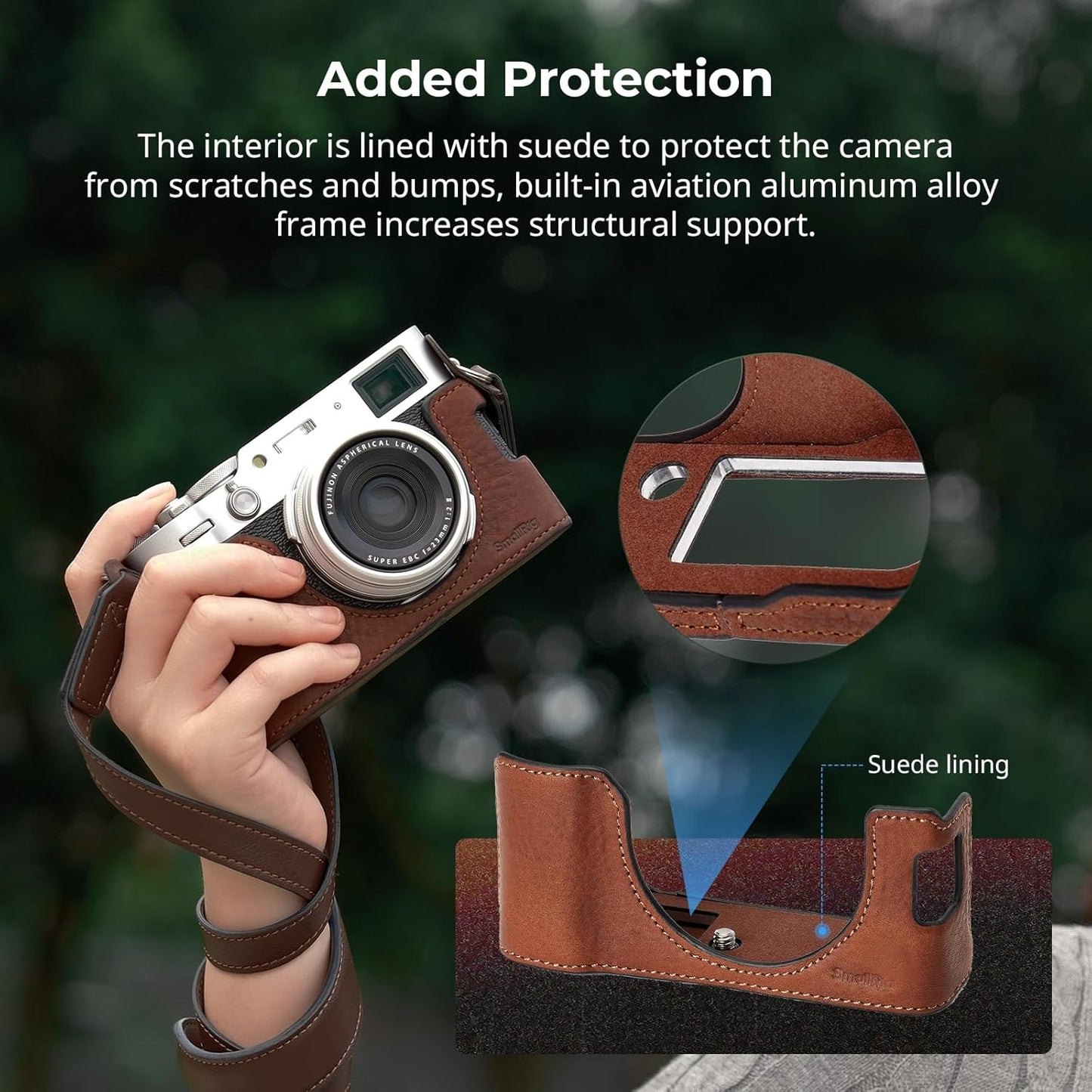 SMALLRIG X100VI Half Leather Case Kit with Shoulder Strap, Retro Style Leather Camera Half Case with Aluminum Alloy Frame for FUJIFILM X100VI (Brown)