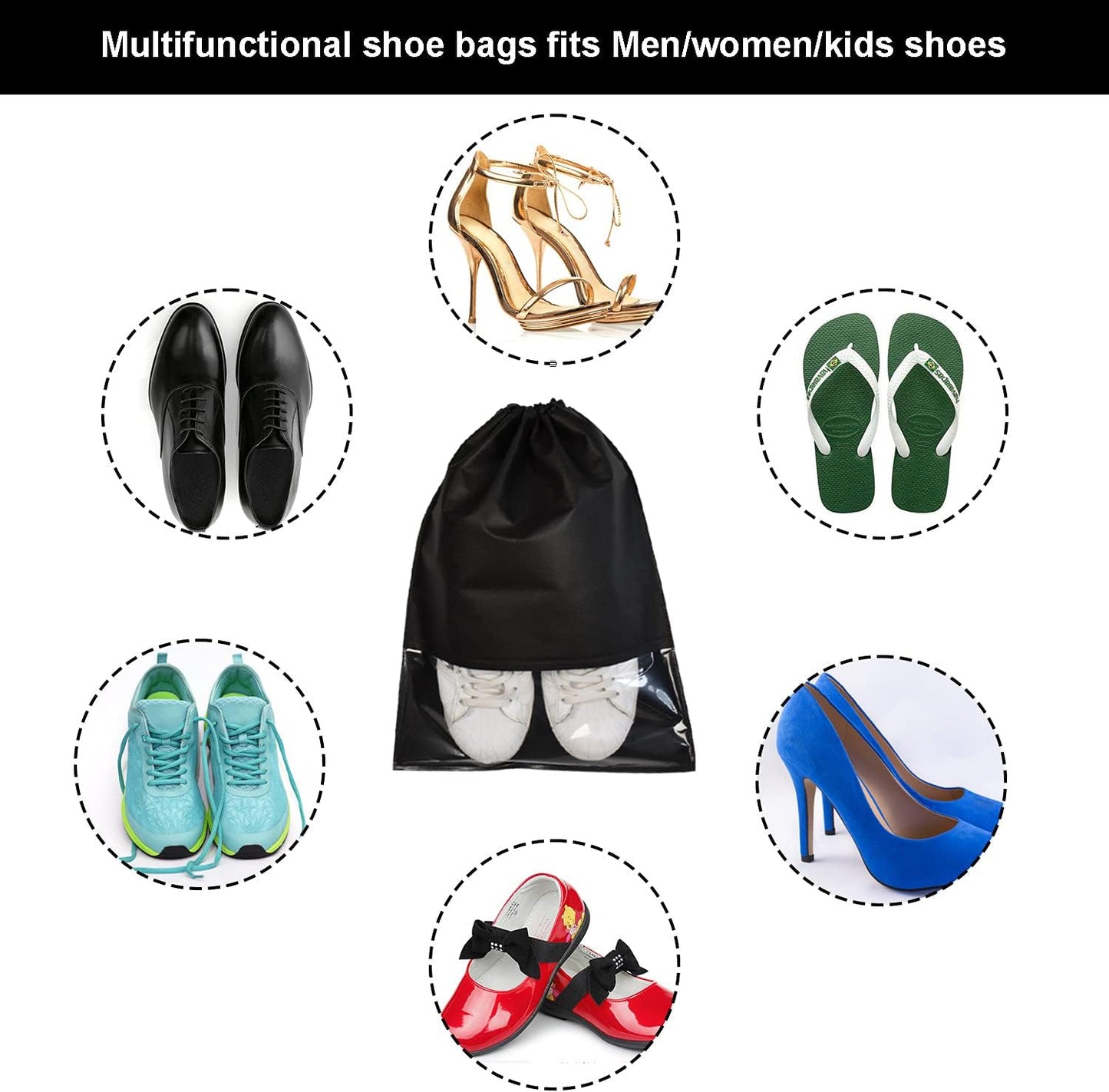 8PCS Travel Shoe Bags with Rope for Men and Women Large Shoes Pouch Organizers