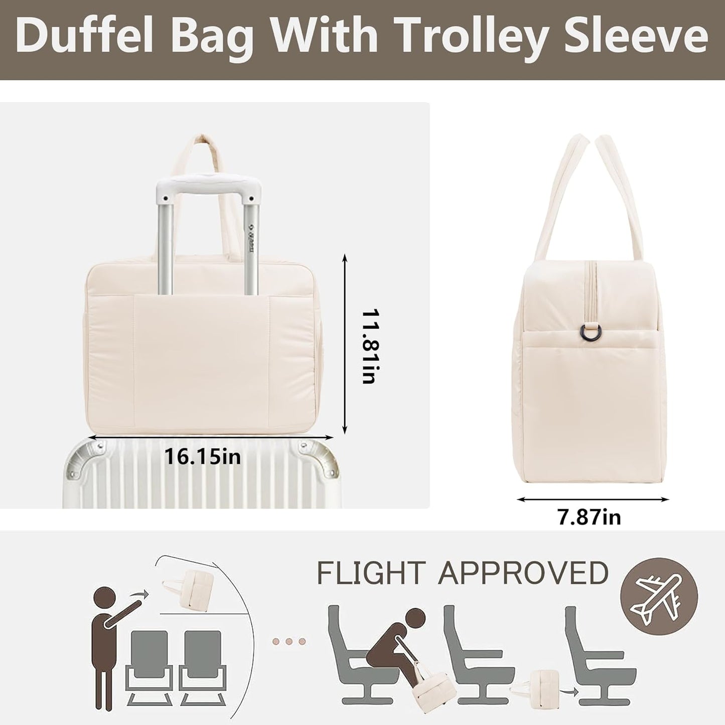 Weekender Fluffy Bag Quilted Nylon Puffer Tote Bag Personal Item Bag for Airlines Overnight Bag Gym Bag