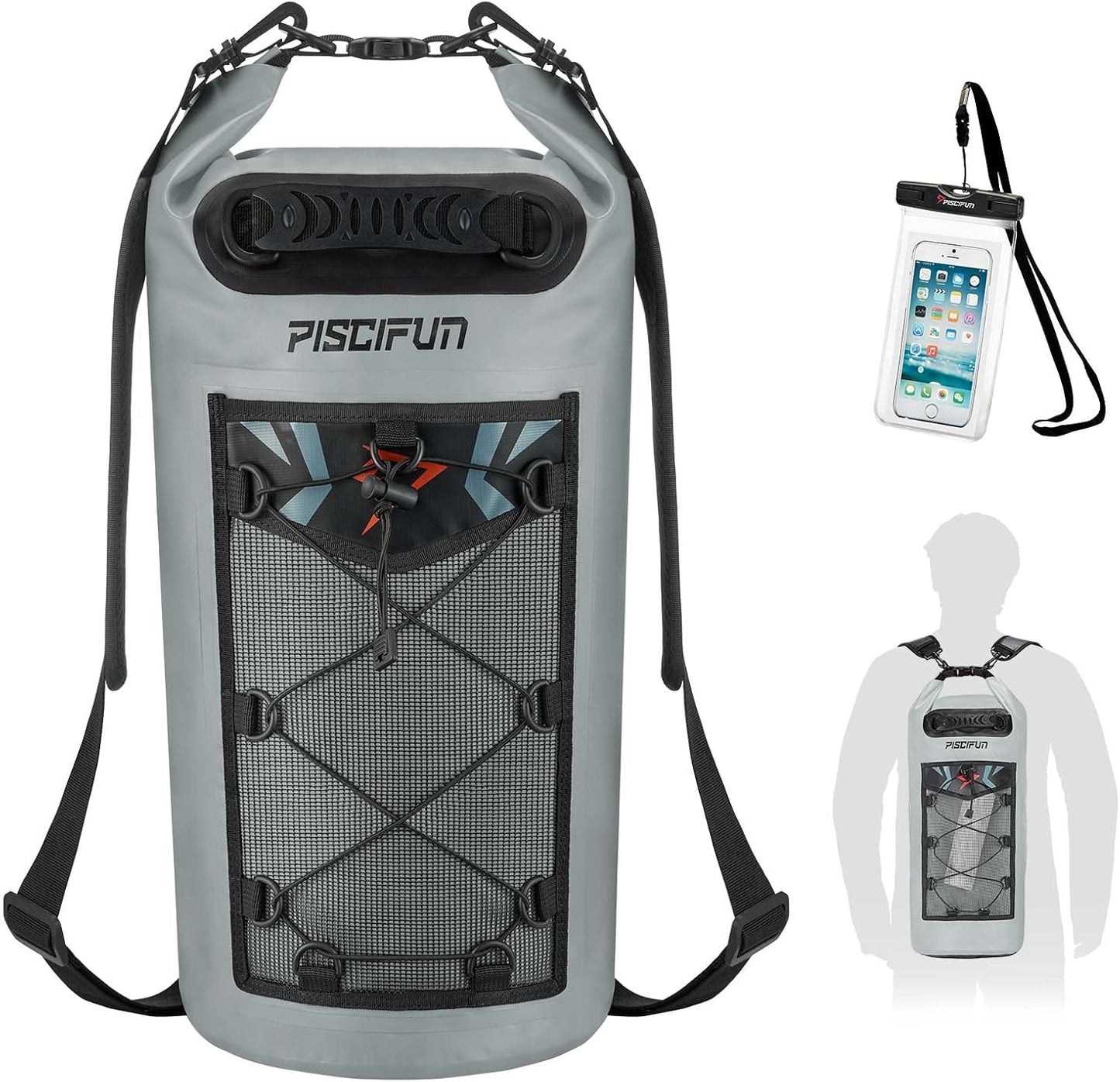 Piscifun Dry Bag, Waterproof Floating Backpack 10L/20L/30L/40L with Waterproof Phone Case for Boating, Kayaking, Fishing