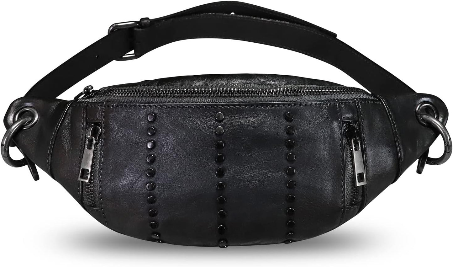 Genuine Leather Fanny Pack for Women - Vintage Real Leather Waist Bag - Fashion Hip Bag - Crossbody Purse