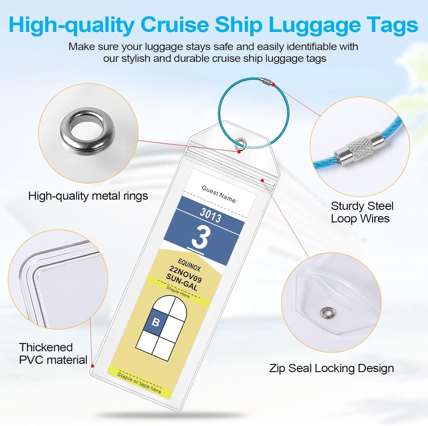 Cruise Luggage Tag Holder for Royal Caribbean Ships & Celebrity, 6Pack Clear Tags Cruise Travel Essentials for 2025-2026