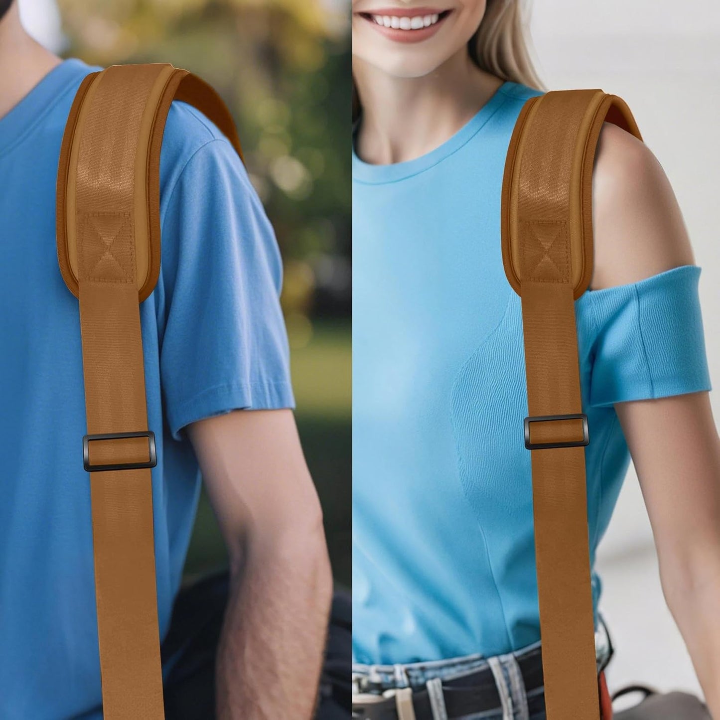 ZINZ Shoulder Strap - 59 Inch Universal Heavy-duty Adjustable Strap with Ultra-thick Fixed Breathable Pad for Laptop, Gym, Camera Bag and More -Khaki