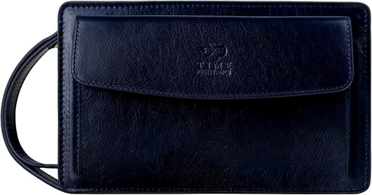 Time Resistance Leather Clutch for Men Organizer Wrist Bag Briefcase Handmade in Italy Gift Box Included