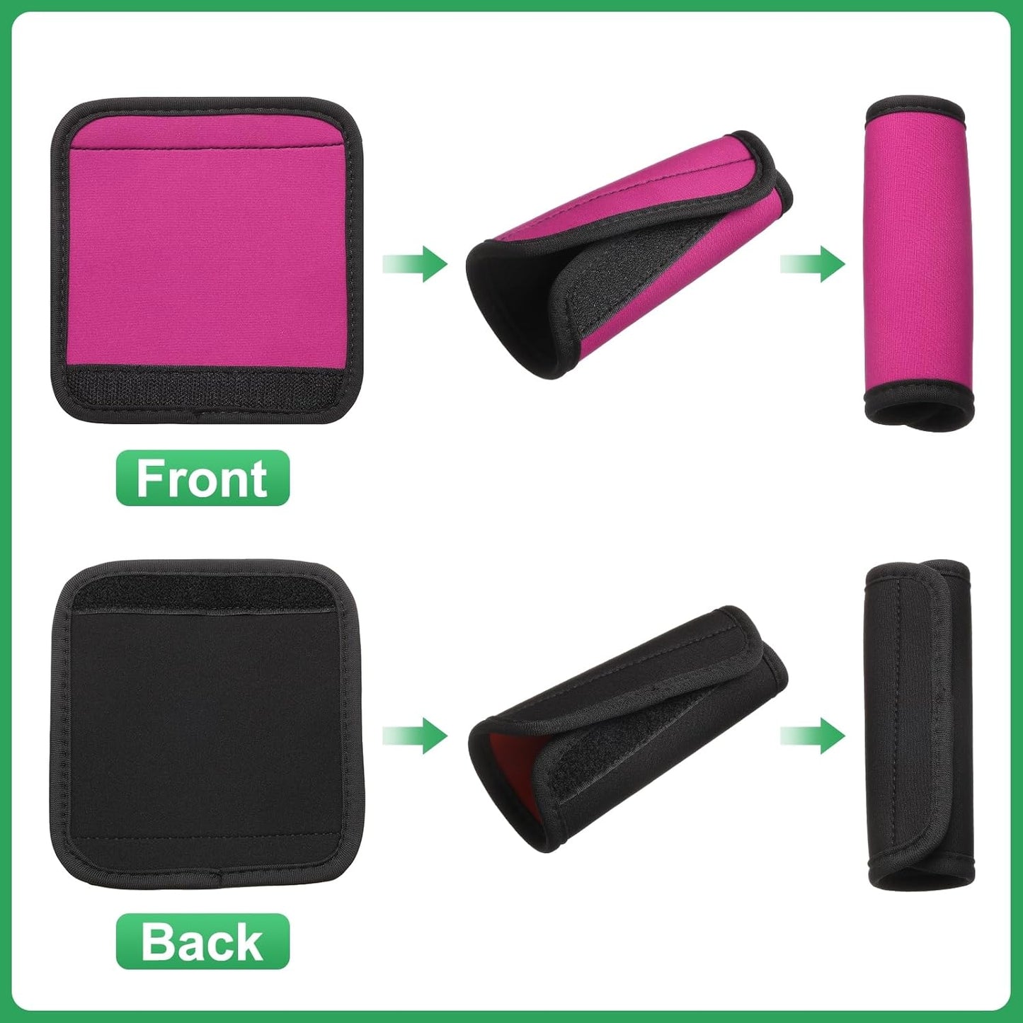 uxcell 3 Pcs Luggage Handle Wrap for Suitcase, Neoprene Handbag Grip Cover Protector Luggage Identifiers Suitcase Handle Wraps for Luggage Shopping Bag Travel Bags, Yellow/Purple/Rose Red