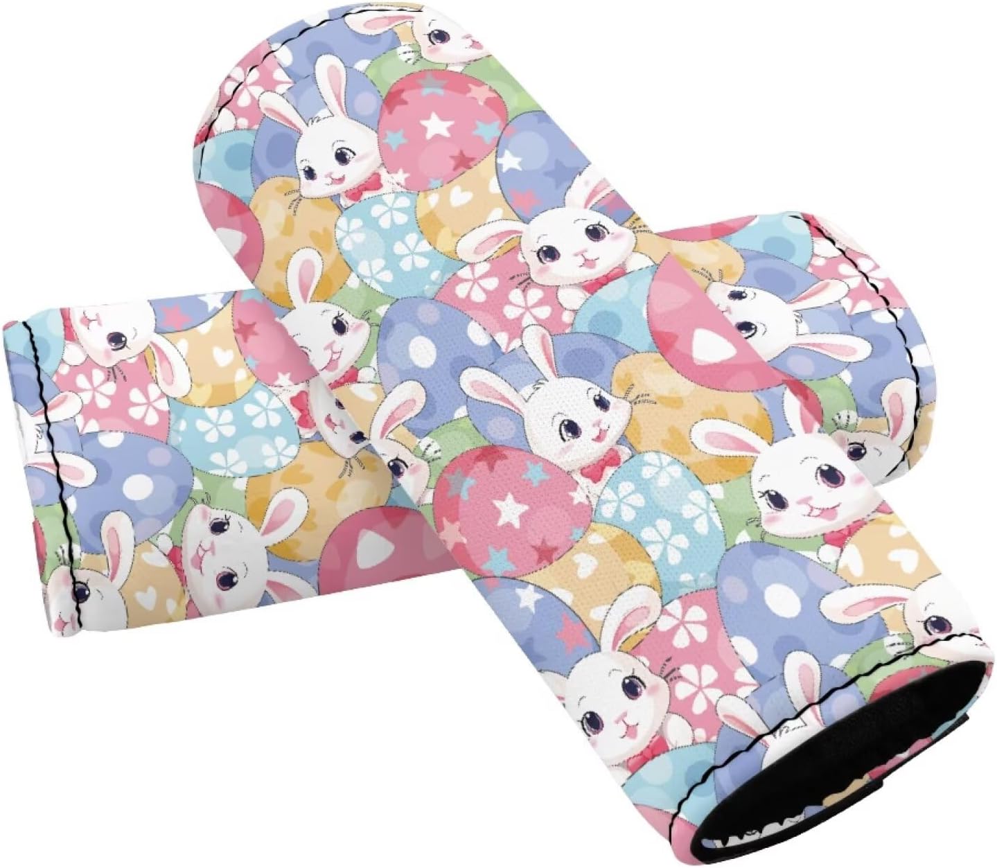Cartoon Bunny Luggage Grip Gloves Eggs Luggage Handle Wrap Cute Suitcase Protective Handle Cover Set of 2 Pcs,Lovely Identifiers Marker Grips Protector