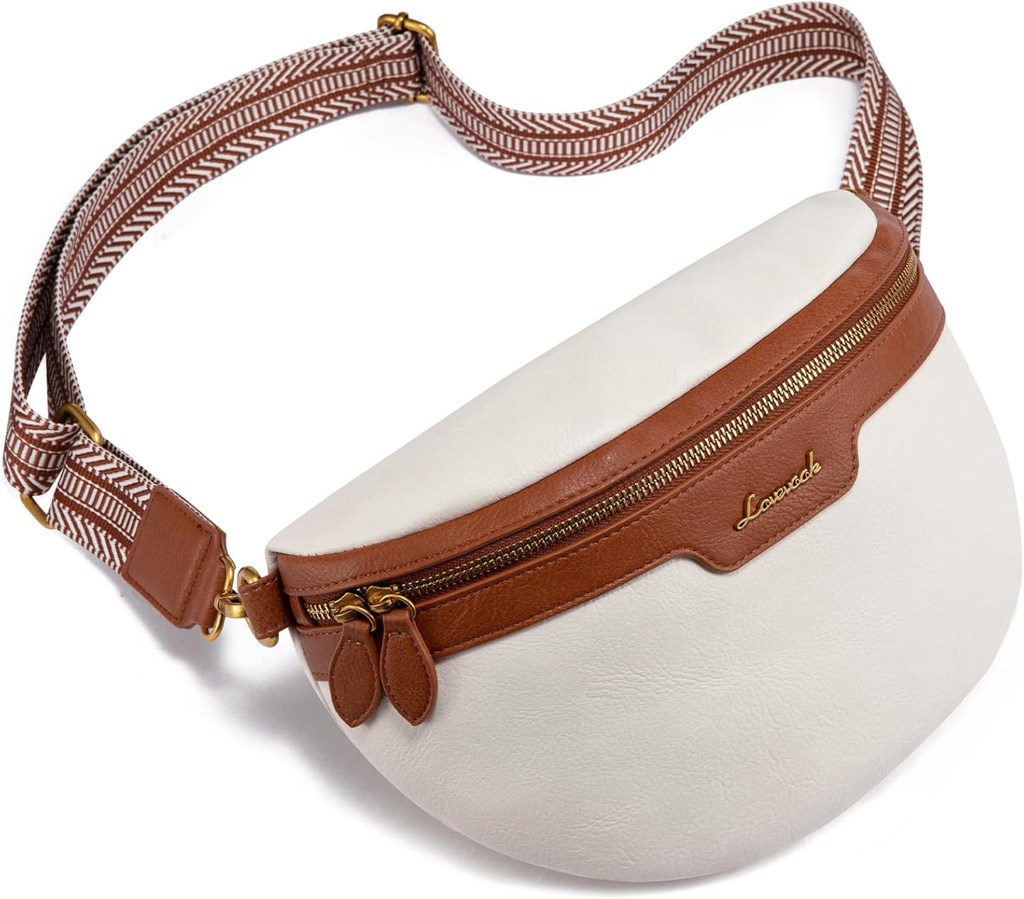 LOVEVOOK Fanny Packs for Women Cross Body, Vegan Leather Belt Bag for Women, Waterproof Sling Purse Fashion Waist Pack Designer Chest Bum Bag with Boho Style Strap
