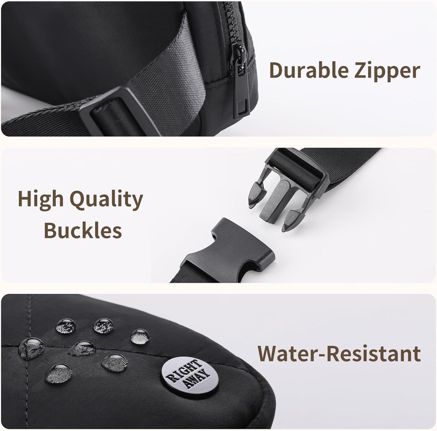 Fanny Packs for Women，Waterproof Belt Bag Quilted Bum Bags for Crossbody，Fashion Waist Packs with Adjustable Strap for Traveling, Hiking, Running（Black）