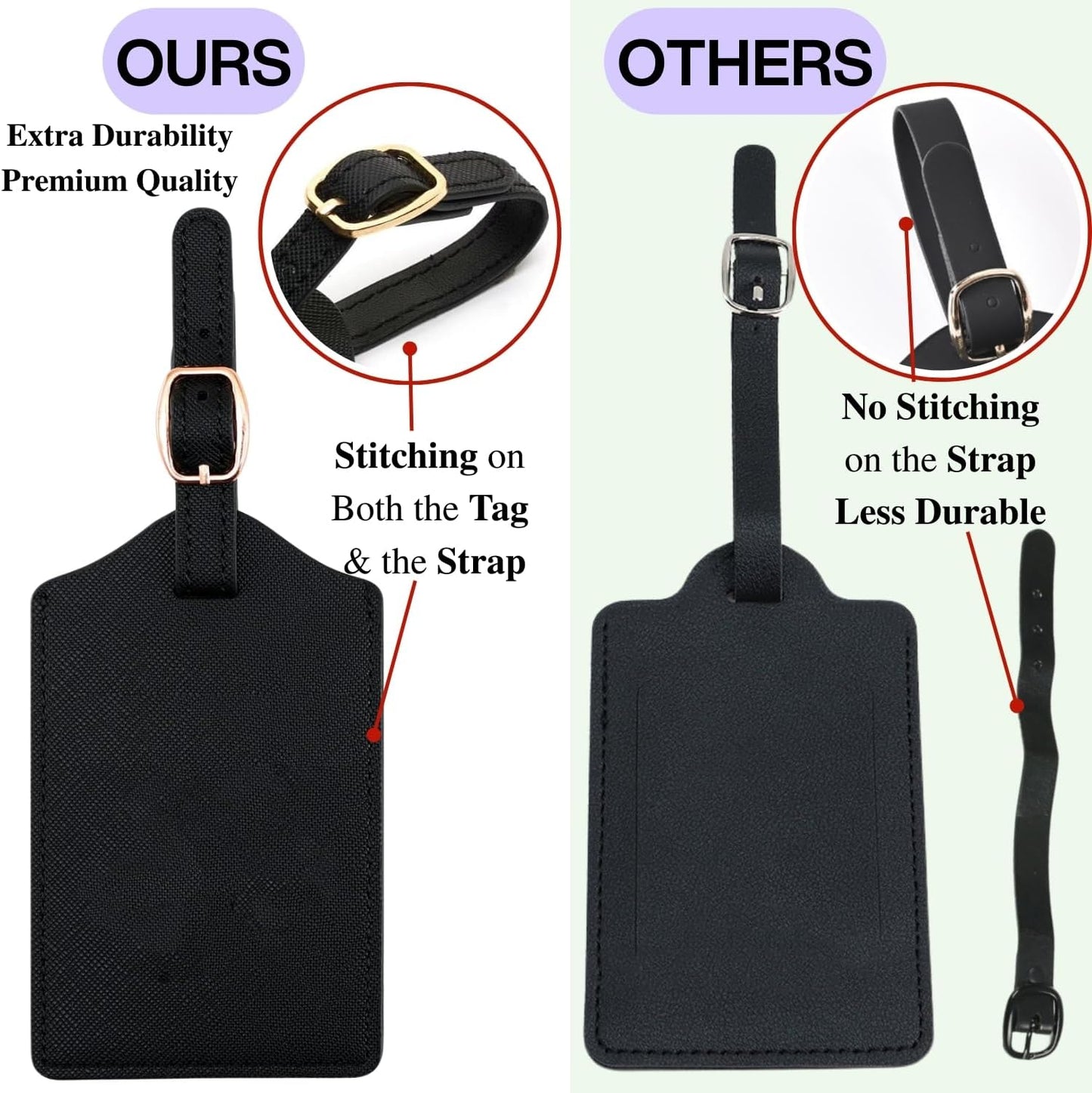 Luggage Tag PU Leather for Suitcase Baggage Handbag Travel Bag Label Suitcase Tag Label Tag w. Name