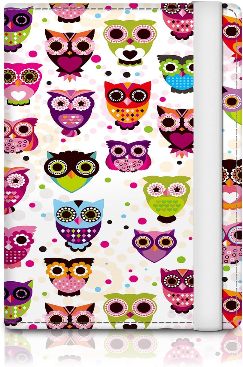 Passport Holder for Travel Essentials, RFID Premium Leather Passport Wallet Cover Case for Travel Must Haves Accessories, Passport Book Holders for Women Men Cute Colorful Owls