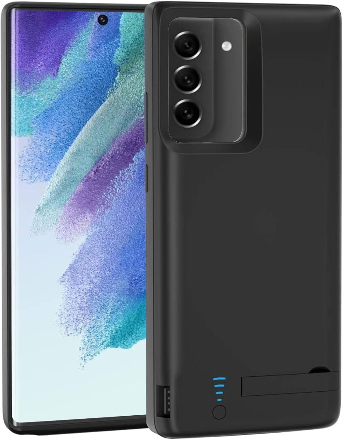 Charging Case for Galaxy S21 FE, 5000mAh Rechargeable Batteri Charging Cases for Samsung Galaxy S21 FE Extended External Backup Power Bank Charger Cover,Add Extra Juice,Black