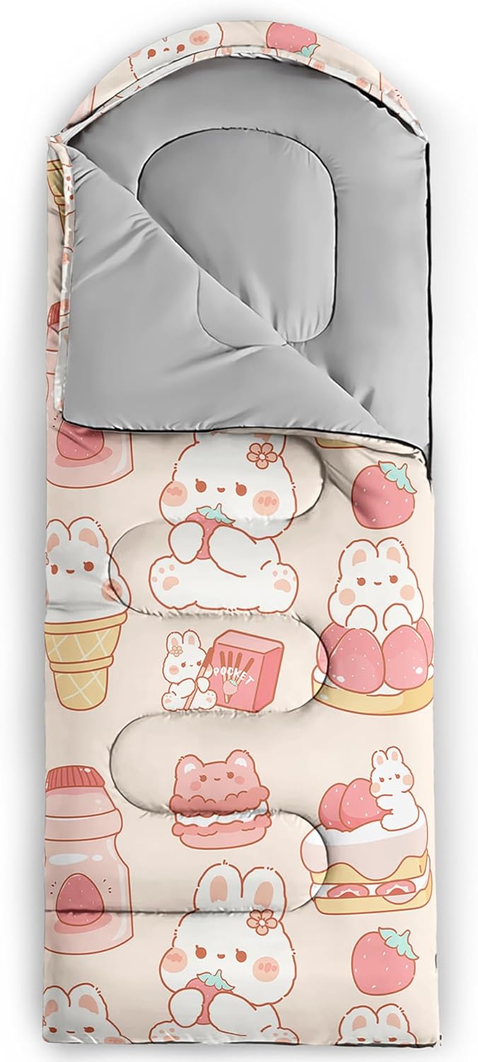 QOOMO Camping Sleeping Bags,3 Season Warm & Cool Weather,Lightweight,Waterproof Sleeping Bags for Adults & Kids,Traveling,and Outdoors,Camping Gear Equipment