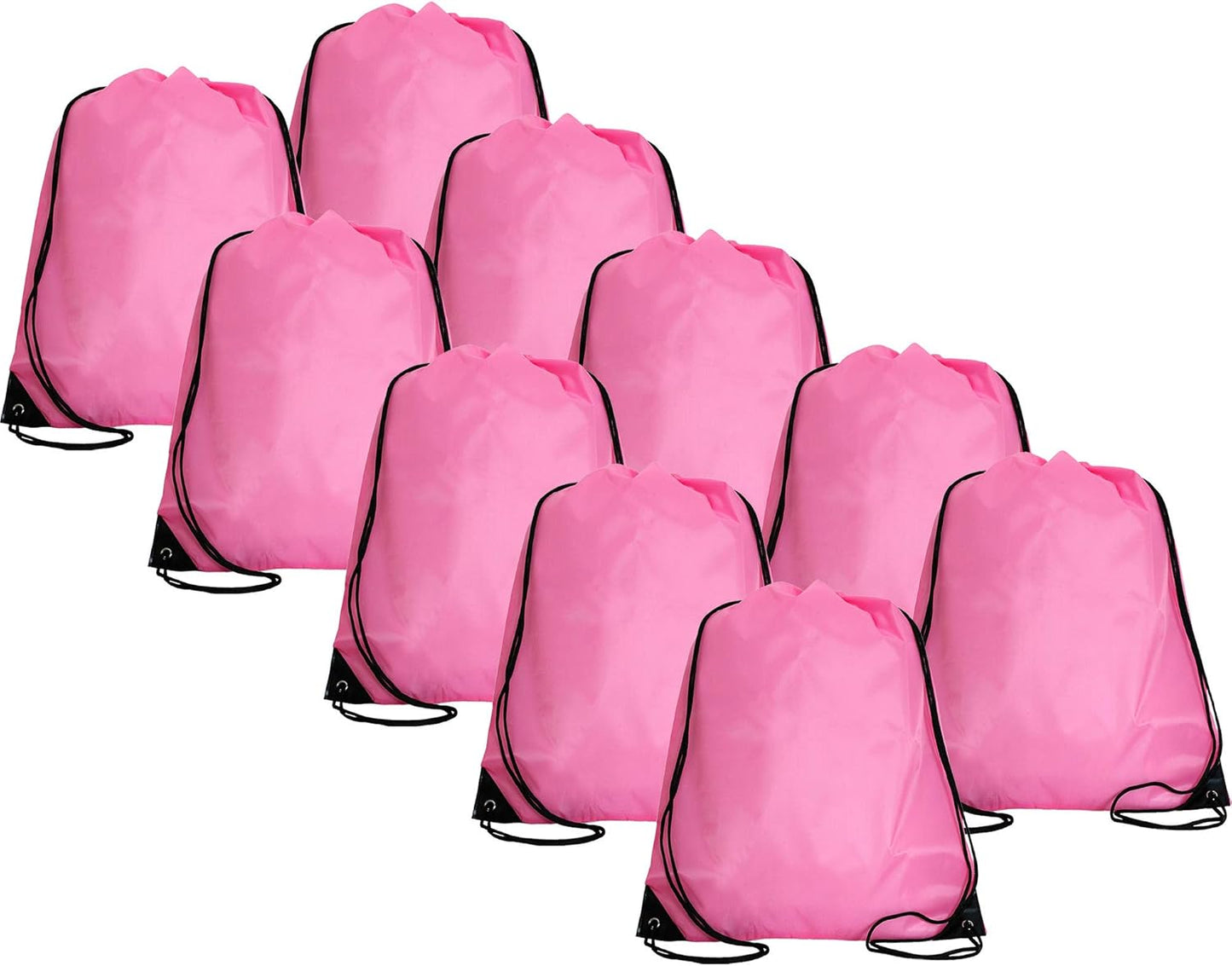 Threadart Drawstring Backpacks - Pack of 10 - Pink | Sports Cinch Sack String Backpack | For Gym