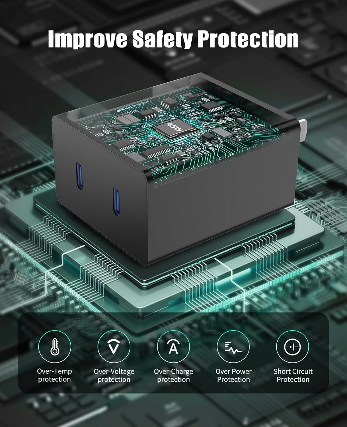 45W Dual Super Fast Charging Block and Long USB C to C Cable 10ft,Type C Wall Plug and Android Phone Charger Cord for Samsung Galaxy S25/S24 Ultra/S23+/S22 Plus/S21/S20/Note 20/iPhone 17 16 15 Pro Max
