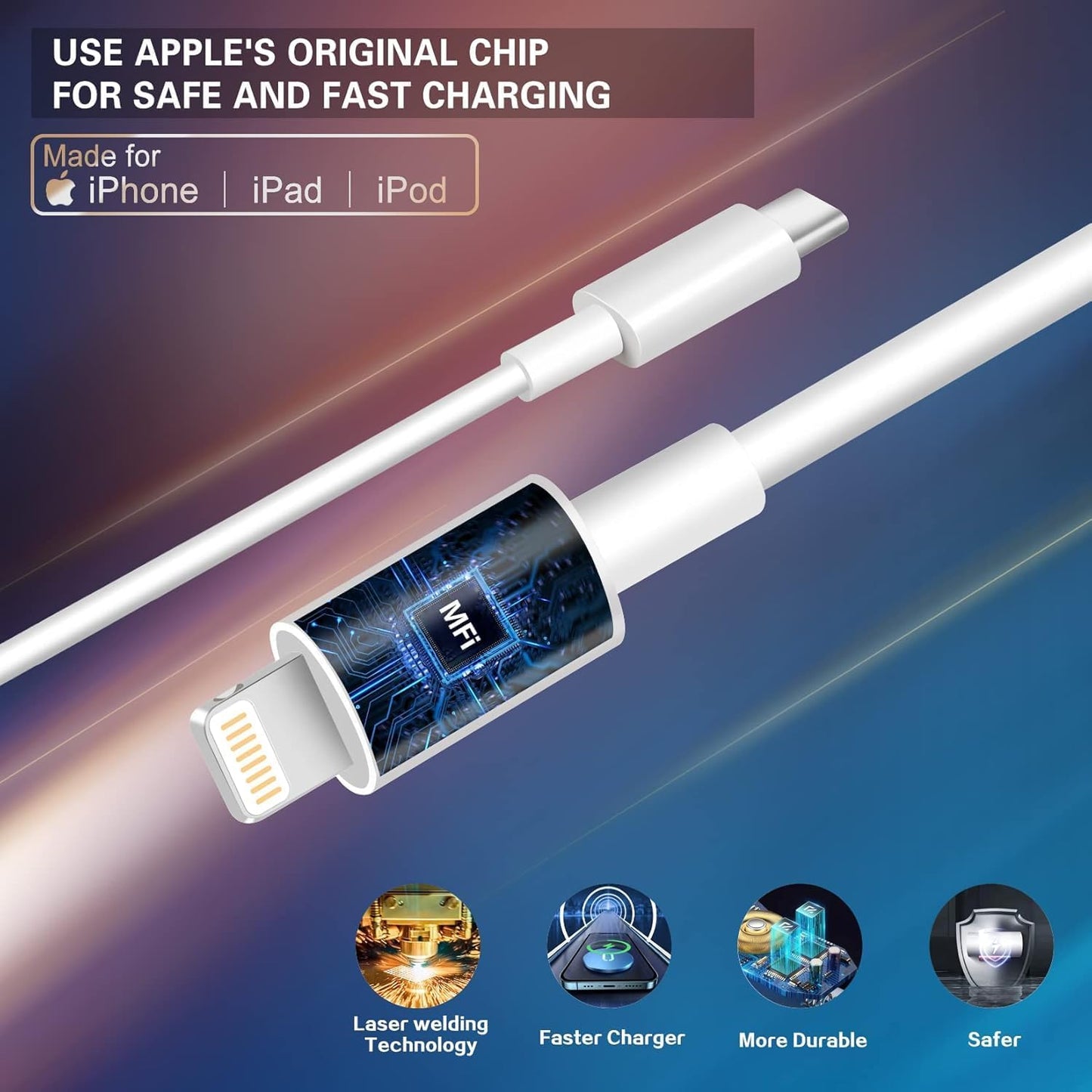 iPhone Fast Charger,Dual Port USB C iPhone Charger Fast Charging [Apple MFi Certified] 2Pack 2in1 Adapter Quick Apple Chargers 6FT Lightning Cable for iPhone 14 Pro Max/13 Pro/12 Mini/11Pro/XS/XR/X/SE