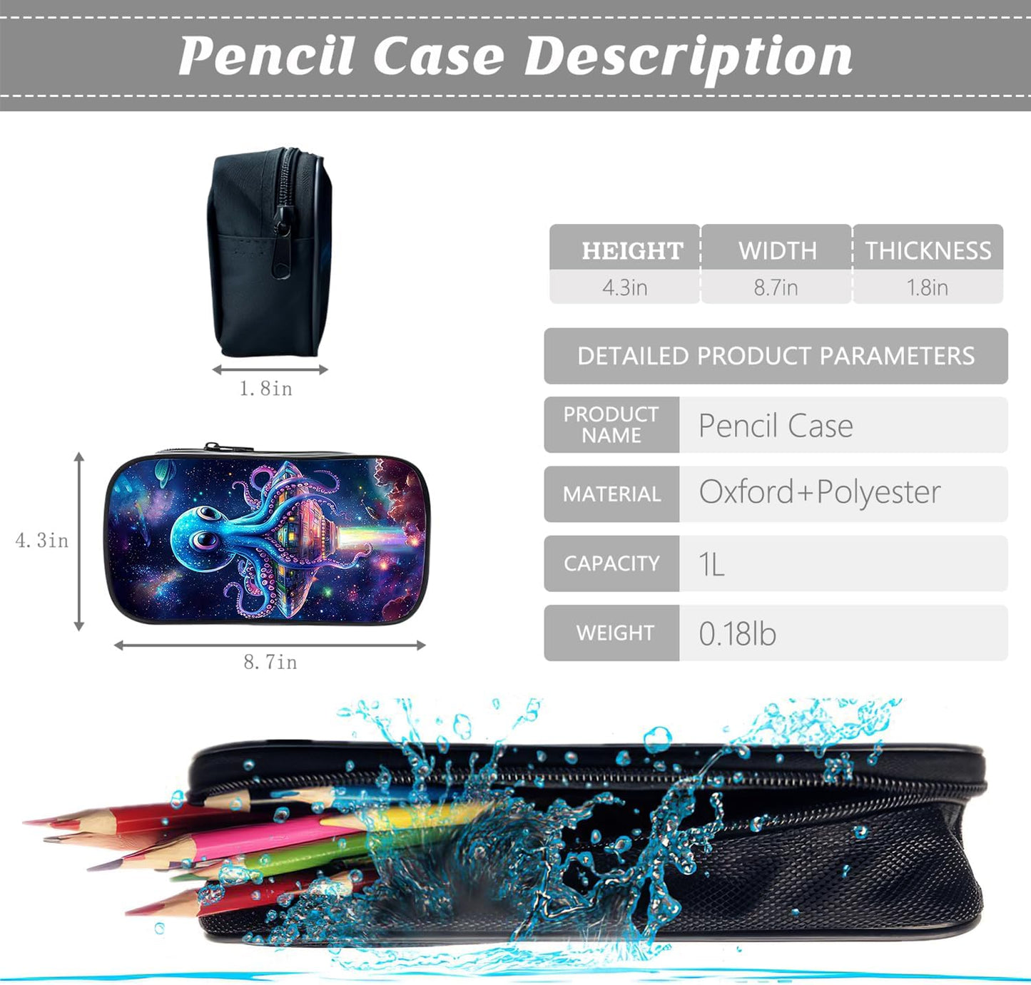 Klymax Octopus Backpack Space Galaxy Animal Spacship Kids Schoolbag with Lunch Box Bag Pencil Bag 3pcs Bookbag Sets for Boys Girls