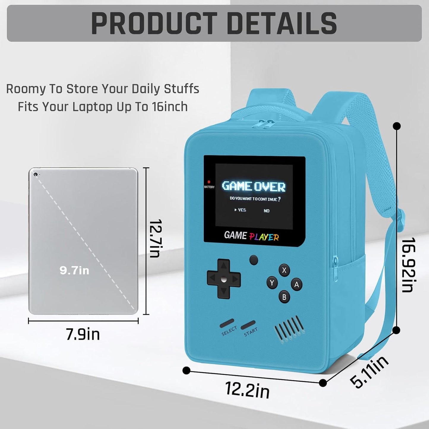 Gamer Backpack for Boys,School Boys Backpack for Kids Children Teens Elementary Middle High School,17" Large Capacity Student Bookbag & Multifunctional Video Game Travel Bag