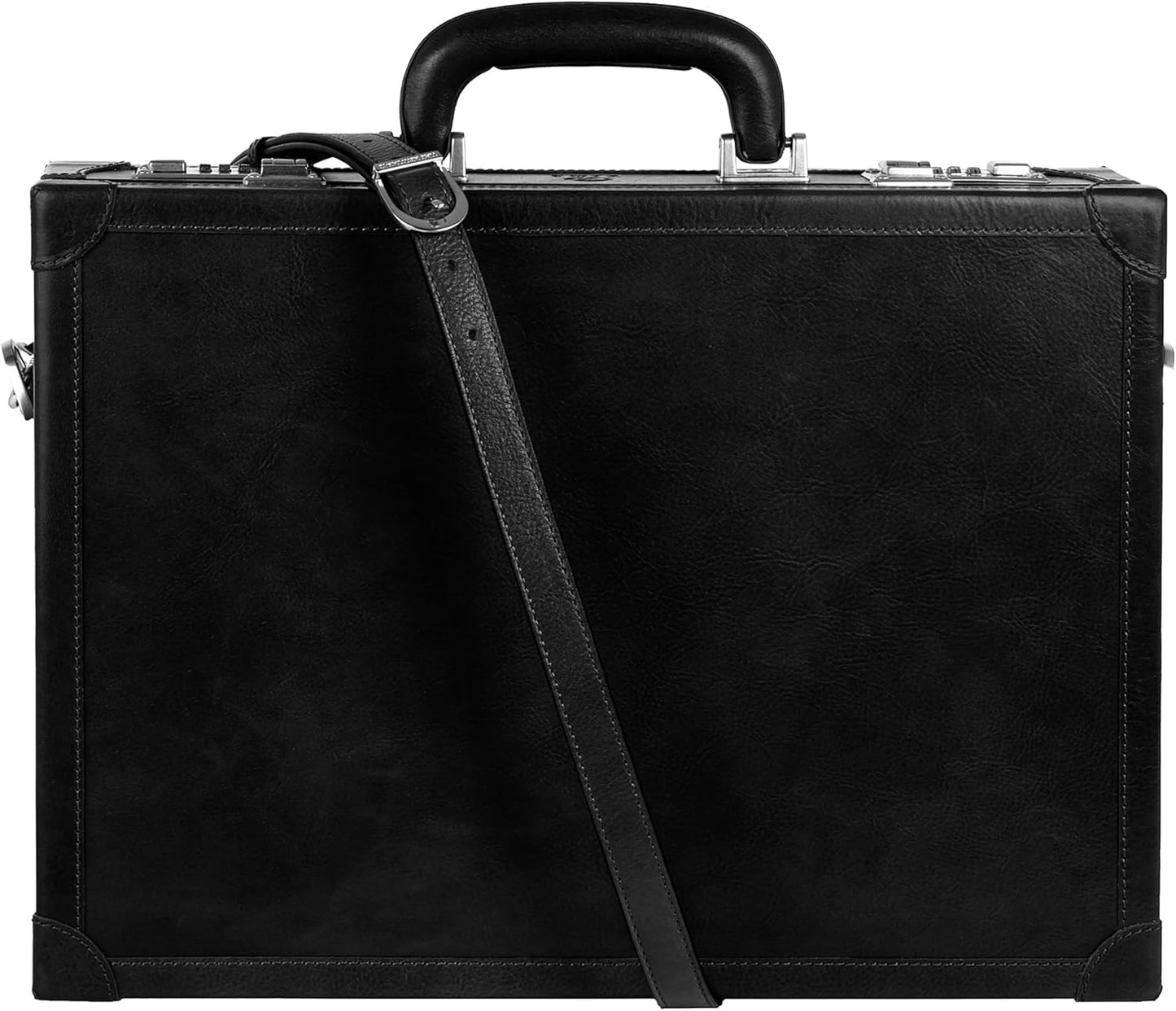 Time Resistance Leather Attache Case - Full Grain Italian Leather Briefcase - Laptop Bag up to 15”