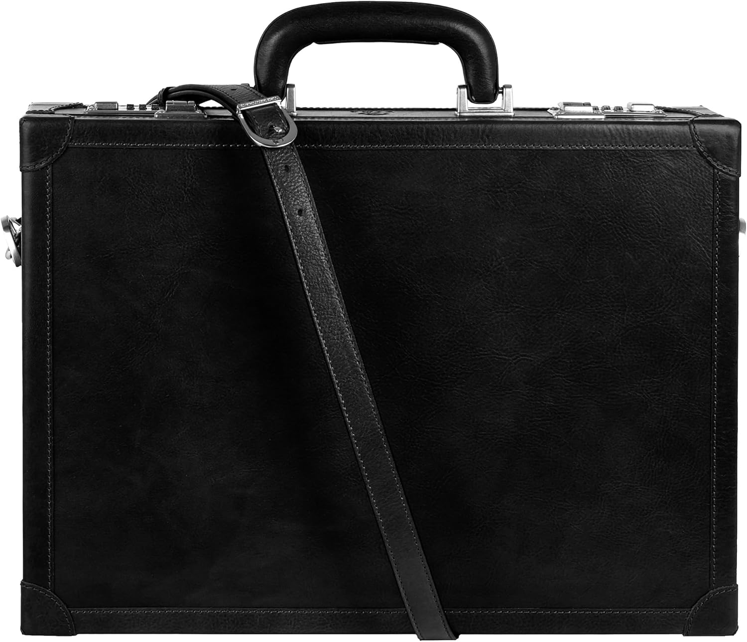 Time Resistance Leather Attache Case - Full Grain Italian Leather Briefcase - Laptop Bag up to 15”