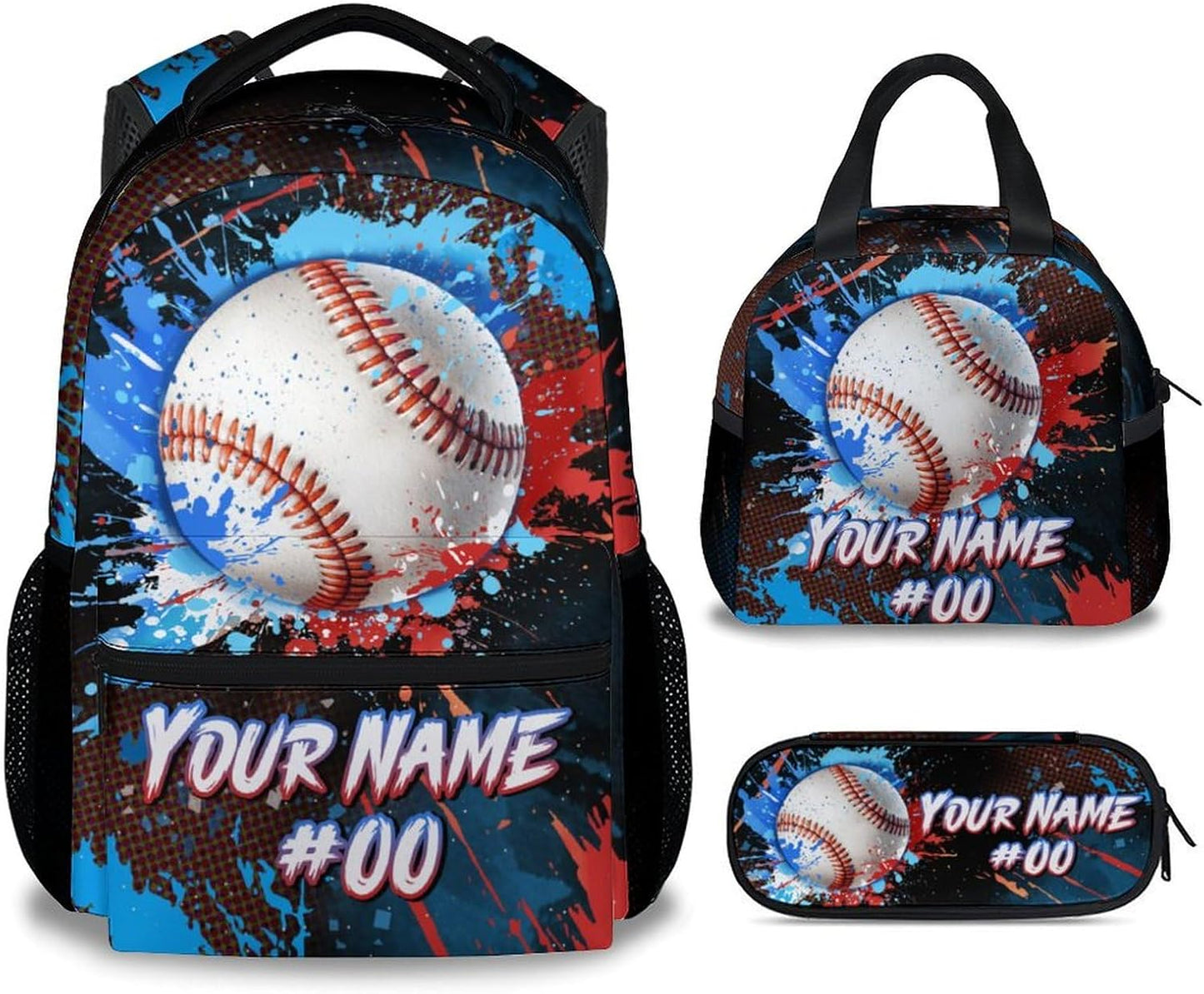 COZYAURA Backpack for Kids - Personalized Baseball Backpacks Set for School - Boys Bookbag with Lunch Box - Youth Back Pack for Elementary Middle School