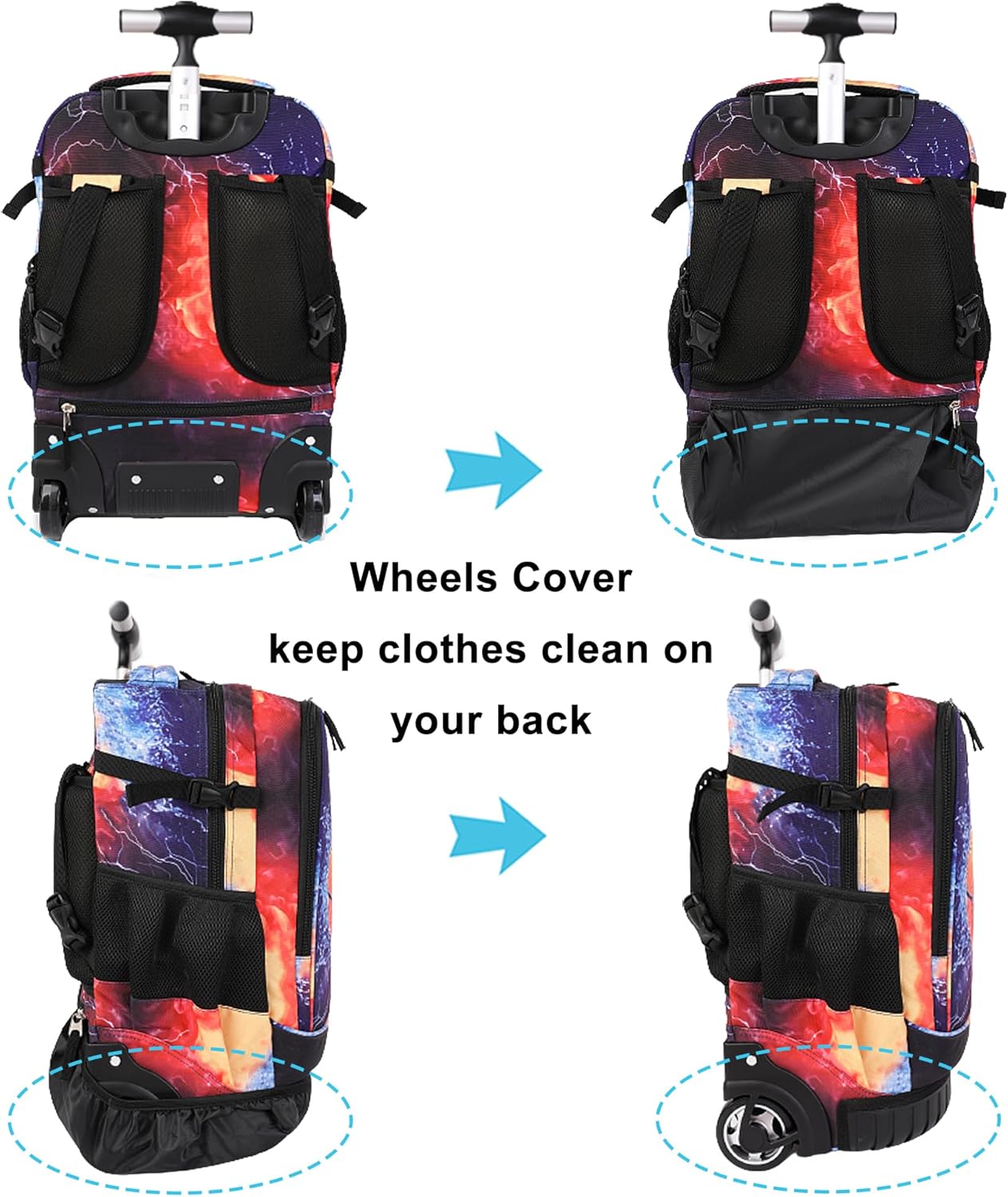 Tilami Rolling Backpack 19 inch with Lunchbox Wheeled Laptop Backpack, Basketball