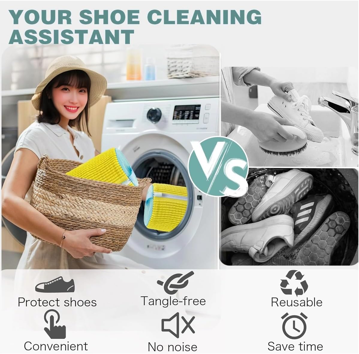 Shoe Washing Machine Bag,Laundry Shoe Bag for Washer and Dryer,Reusable Shoe Cleaning Bag for Sneakers,Tennis Shoes,With Self-locking Zipper, Microfiber Inside,Include Shoes Storage Bag