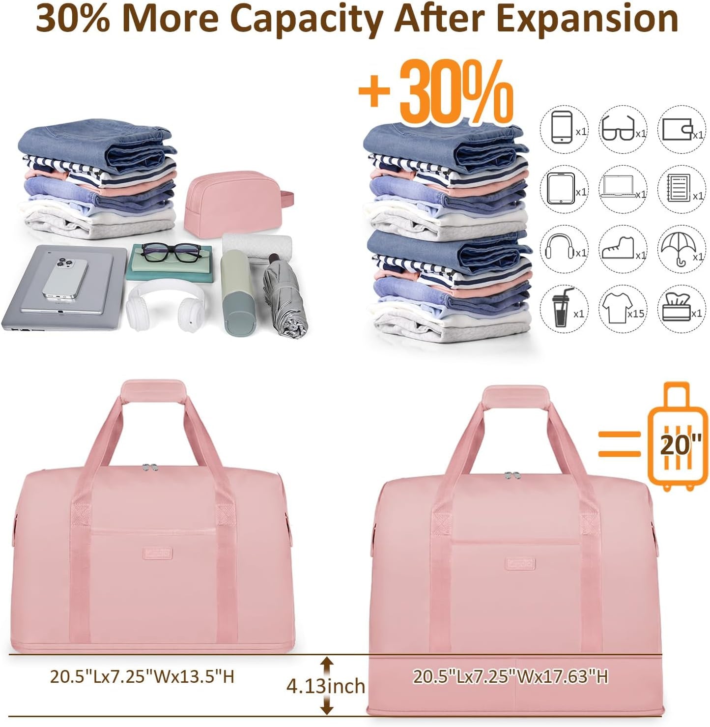 Expandable Travel Duffle Bags Weekender Overnight Bags for Women Men Hospital Bag for Women Labor