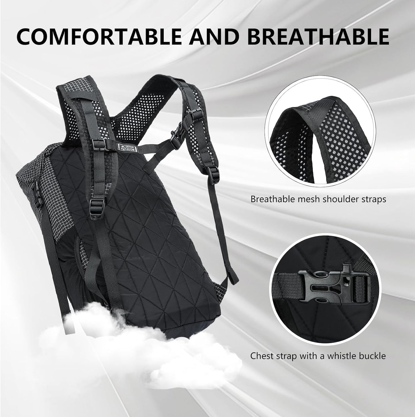 Hiking Backpack For Women&Men, 20L Lightweight Foldable Water Resistant Packable Travel Small Hiking Backpacks, Daypack Backpacks For Travel, Camping (Black)